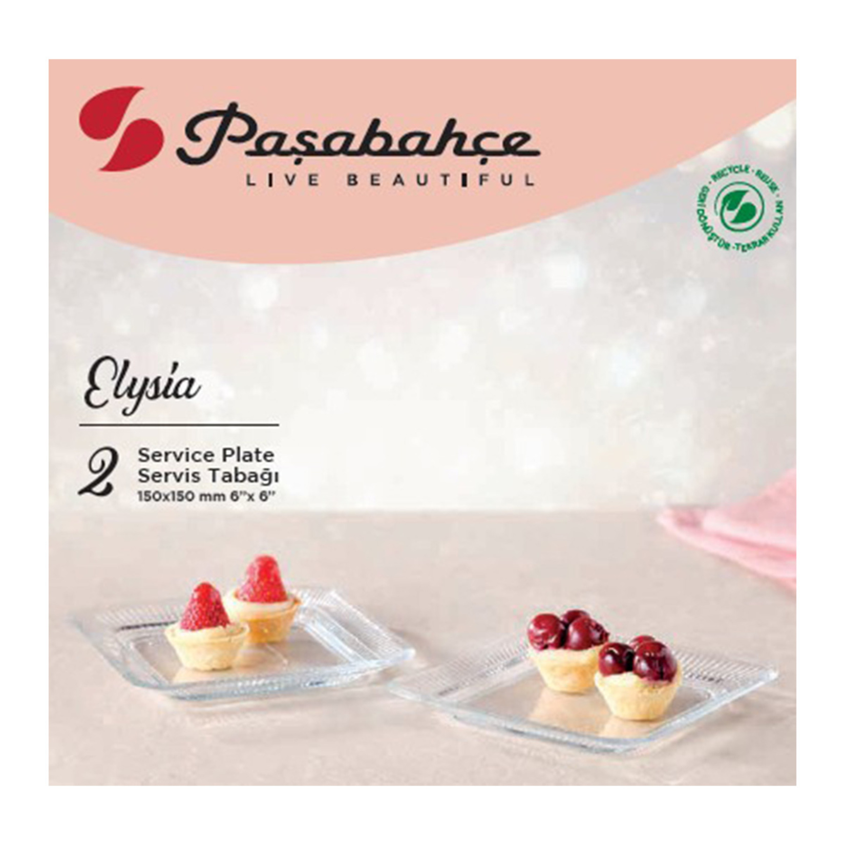 Paşabahçe Elysia Tatlı Tabağı 2'li 15 Cm