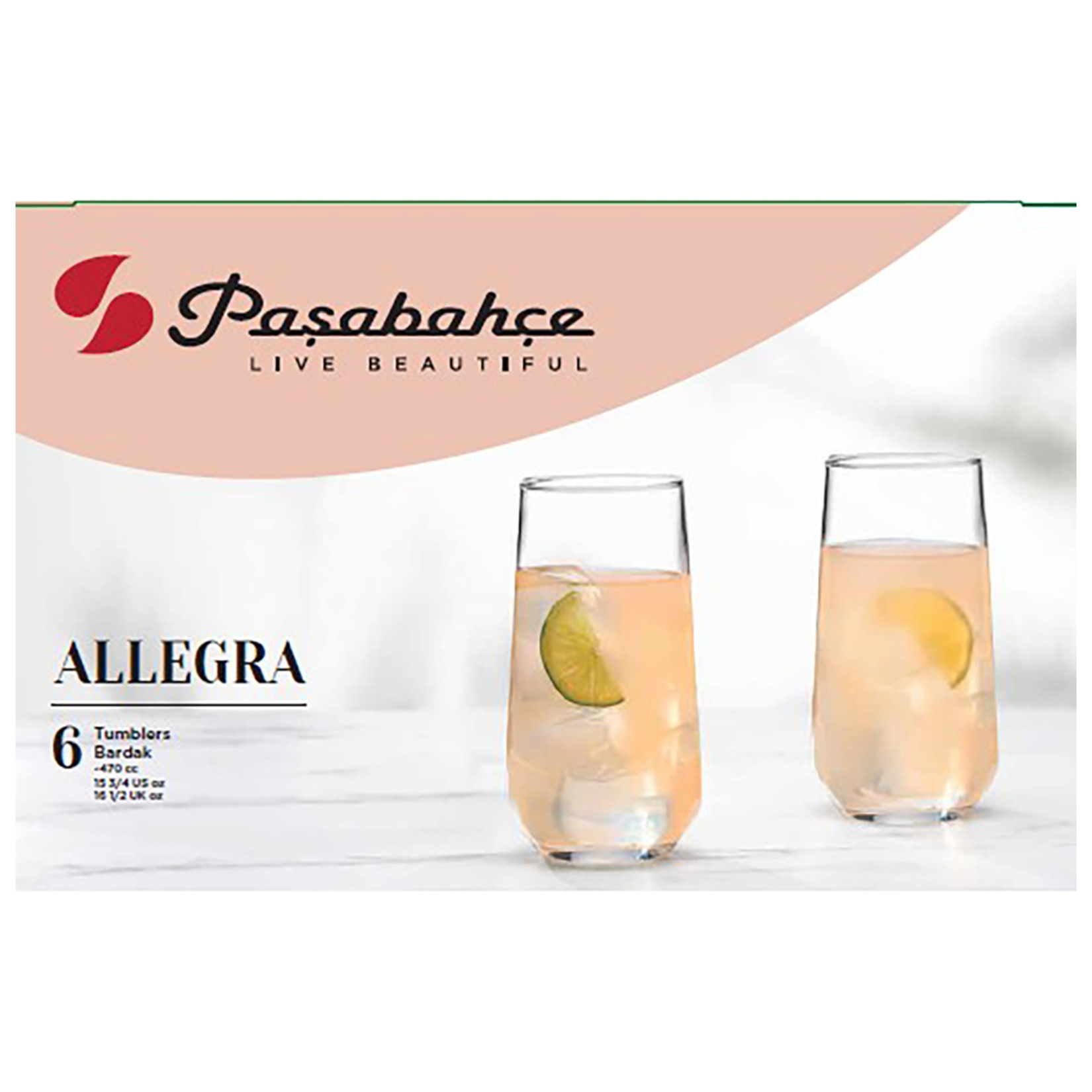 Paşabahçe Allegra Meşrubat Bardağı 6'lı 470 Cc