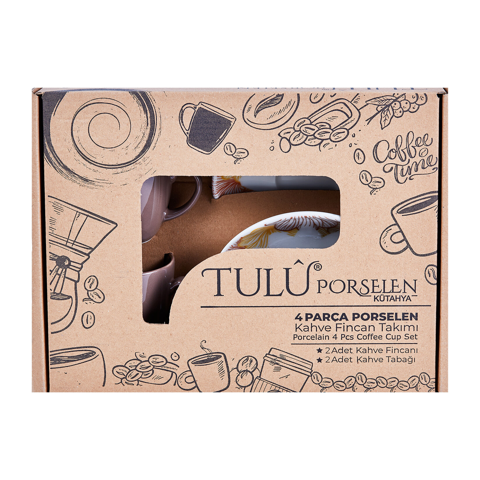 Tulu Porselen 4 Parça Kahve Takımı Color Fullflowers
