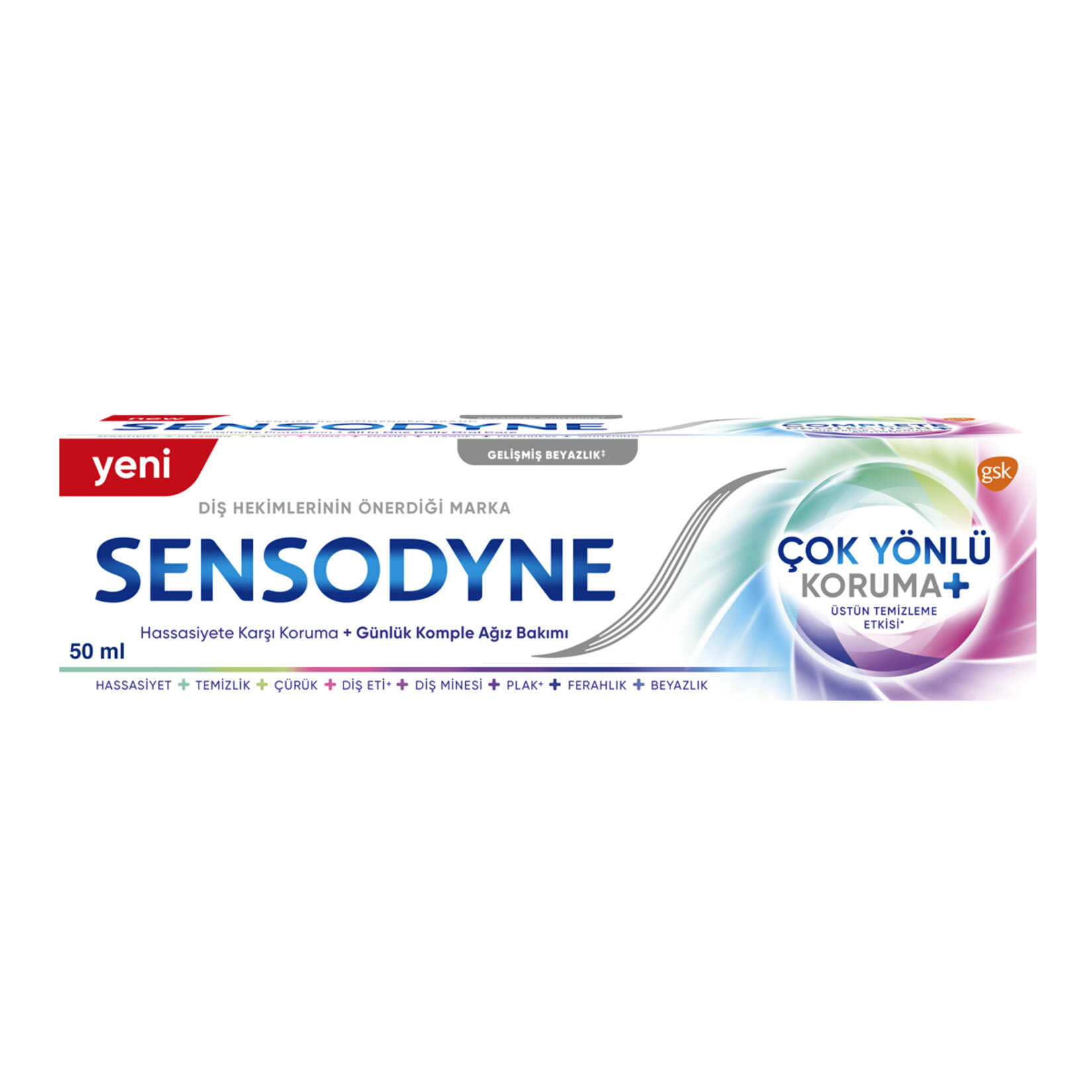 Sensodyne Çok Yönlü Koruma + Gelişmiş Beyazlık Diş Macunu 50 Ml