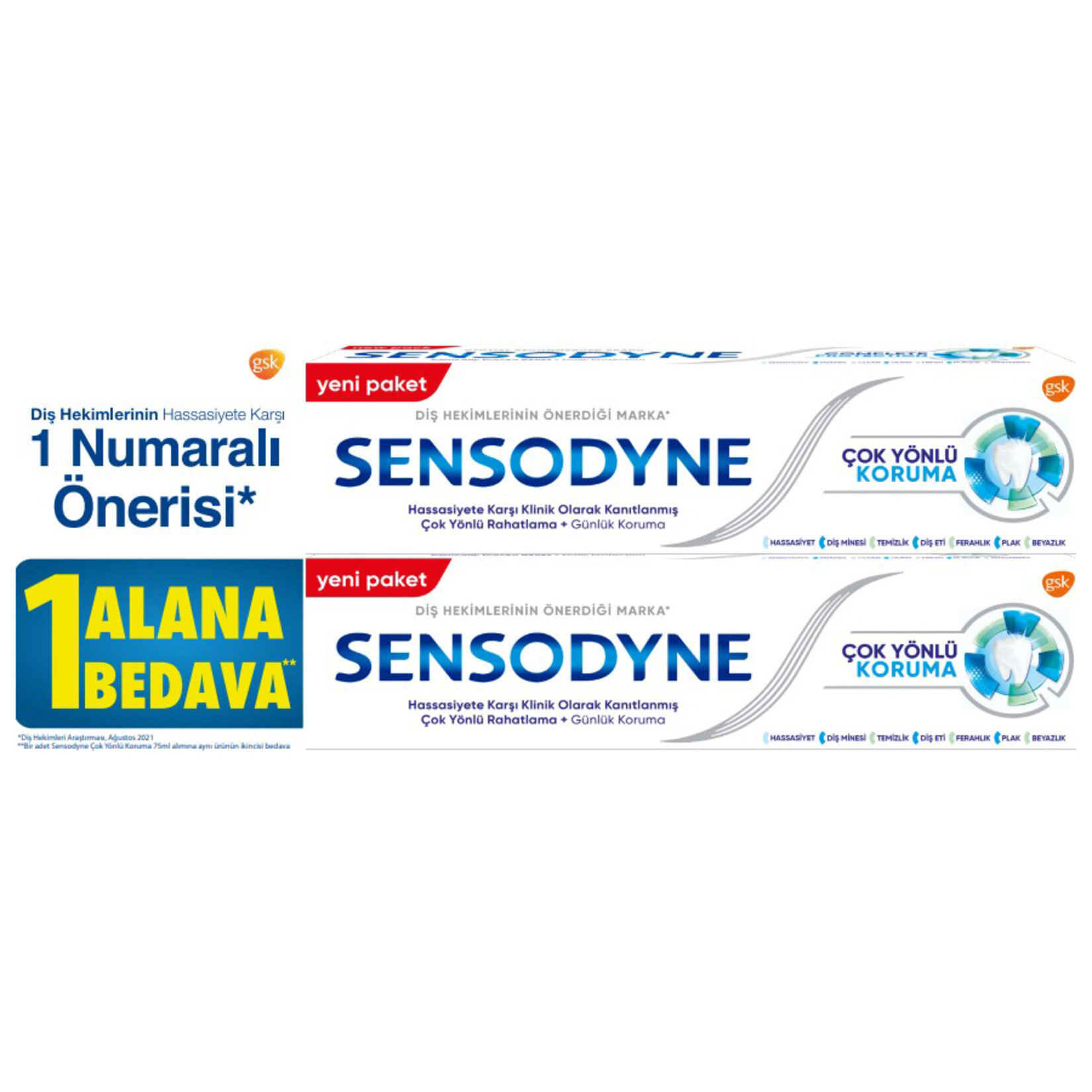 Sensodyne Çok Yönlü Koruma 1+1 Diş Macunu 150 Ml