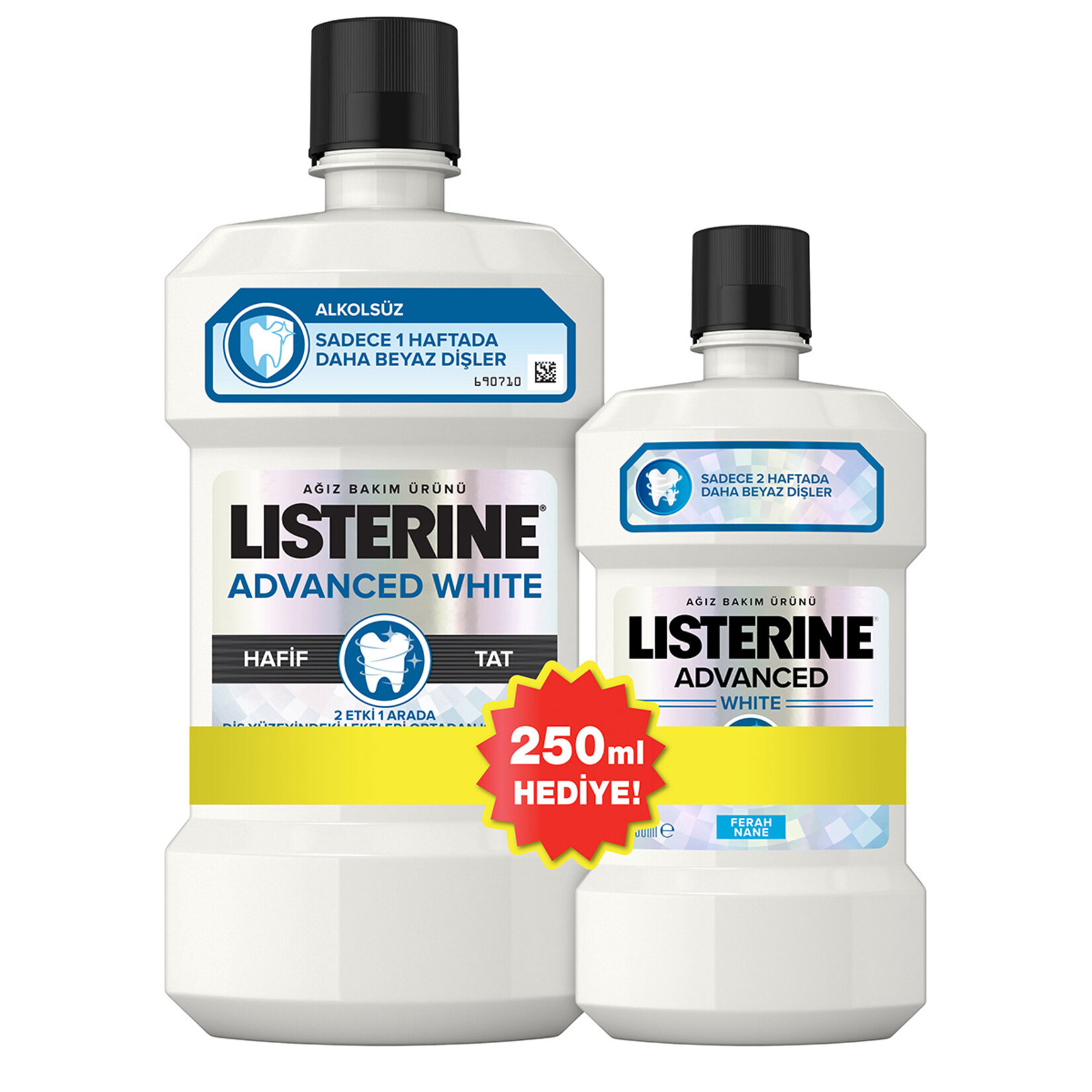 Listerine Advanced White Hafif Tat 500 Ml + 250 Ml