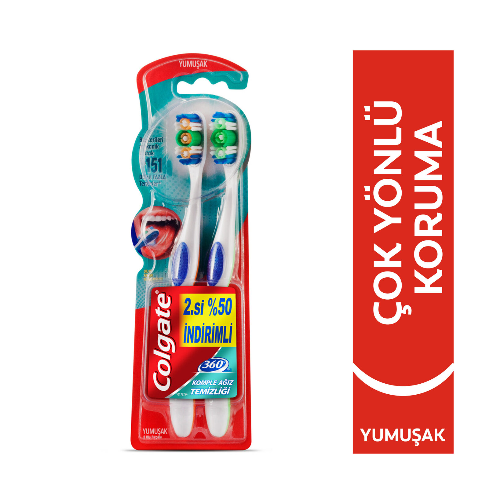 Colgate  360 Komple Ağız Temizliği Yumuşak 1+1 Diş Fırçası