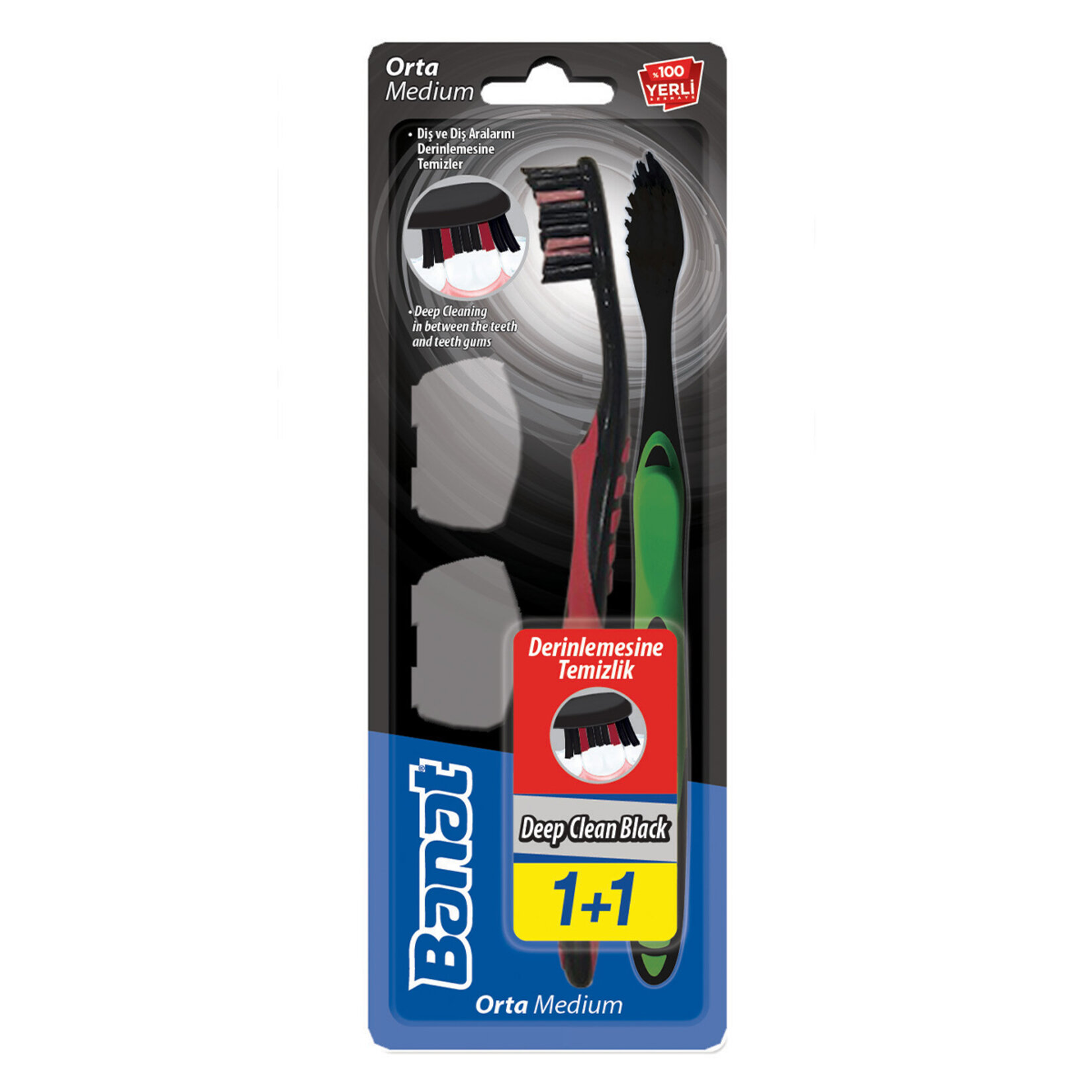 Banat Deep Clean Black 1+1 Yetişkin Diş Fırçası