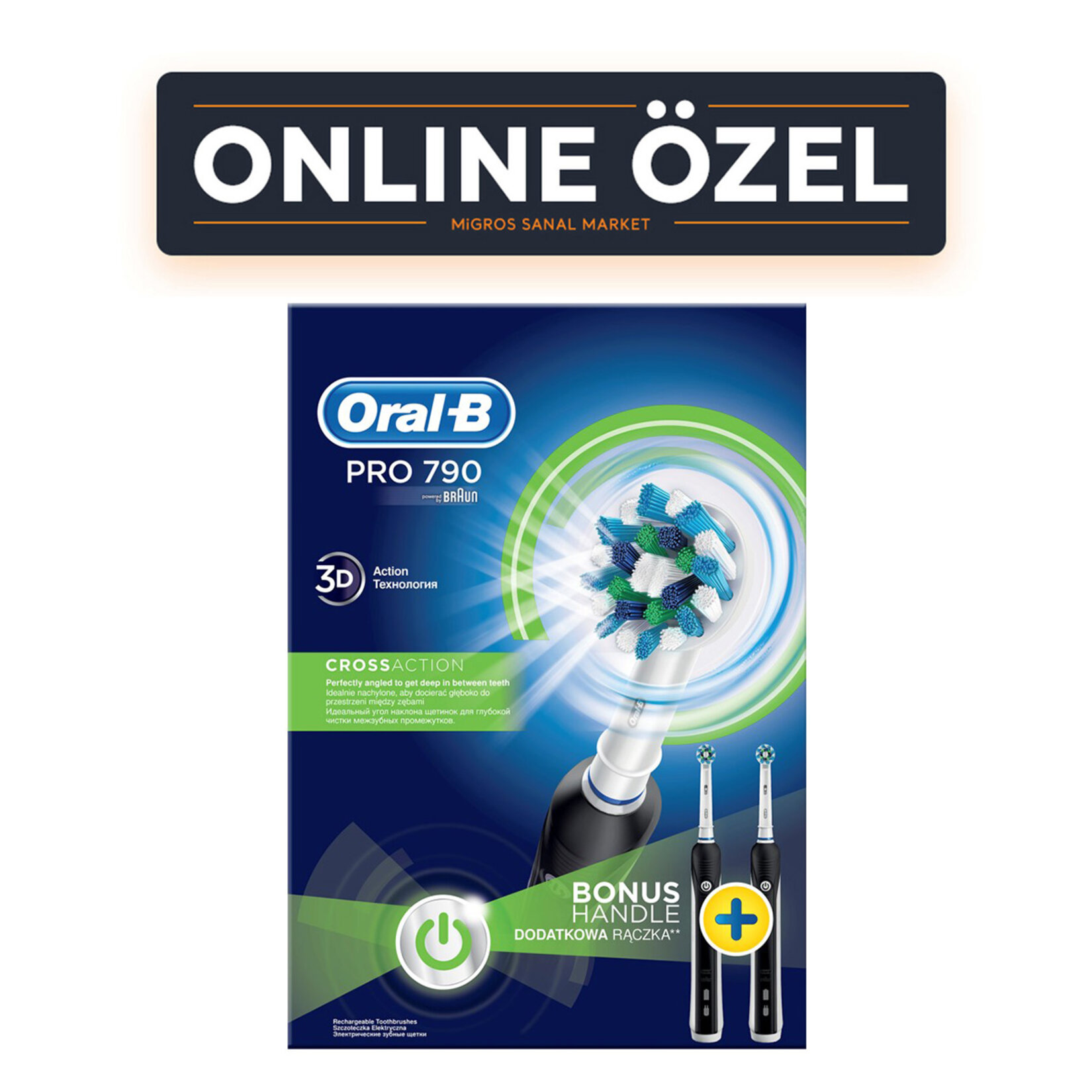 Oral-B Pro 790 Şarj Edilebilir Diş Fırçası Siyah 2'li Avantaj Paketi