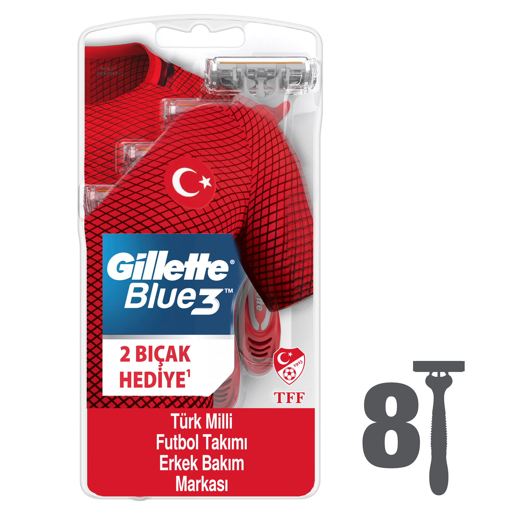 Gillette Blue3 Milli Takım Özel Paketi 8 Adet Tıraş Bıçağı