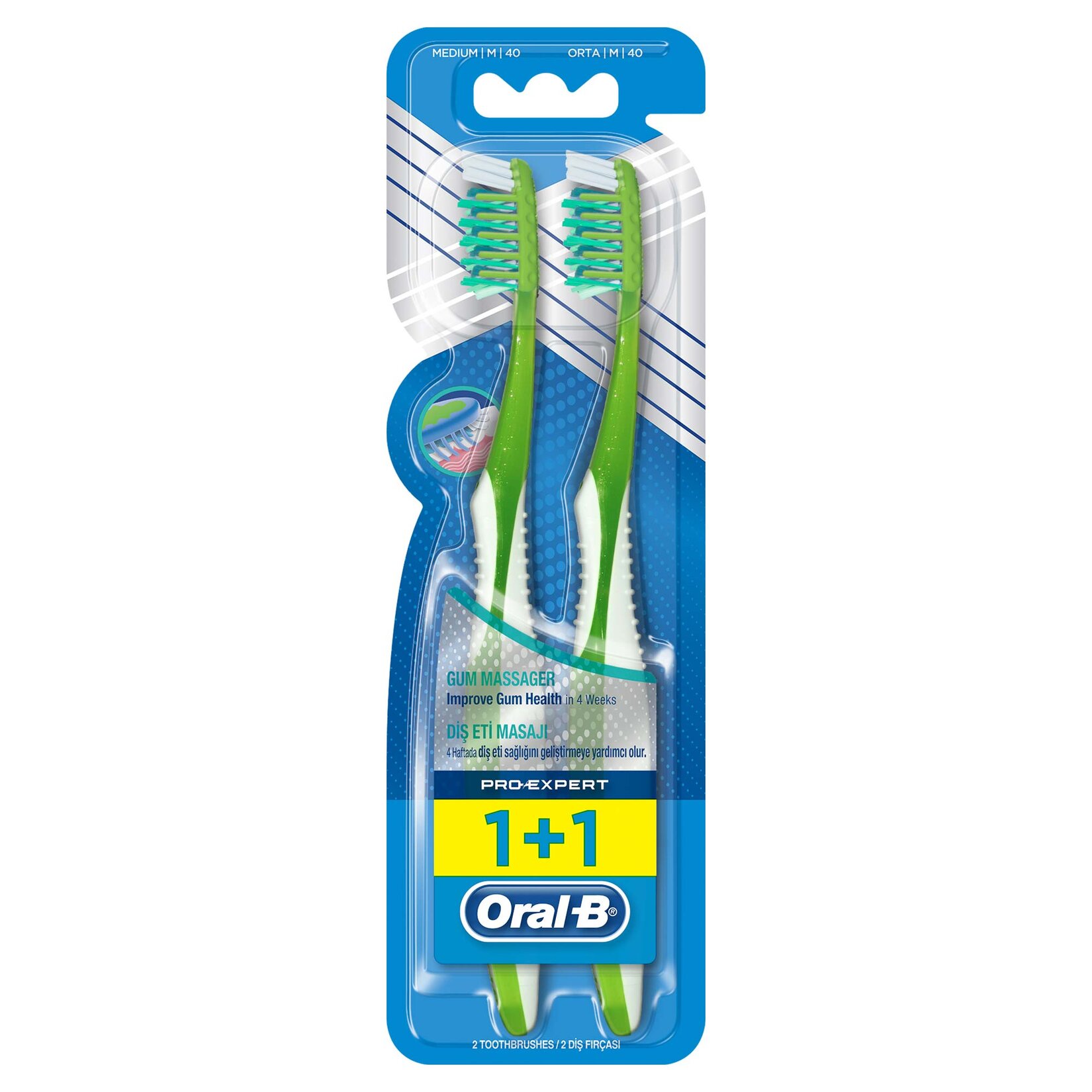 Oral-B Diş Fırçası Pro-Expert Massager 40 Orta 1 Alana 1 Bedava Paketi