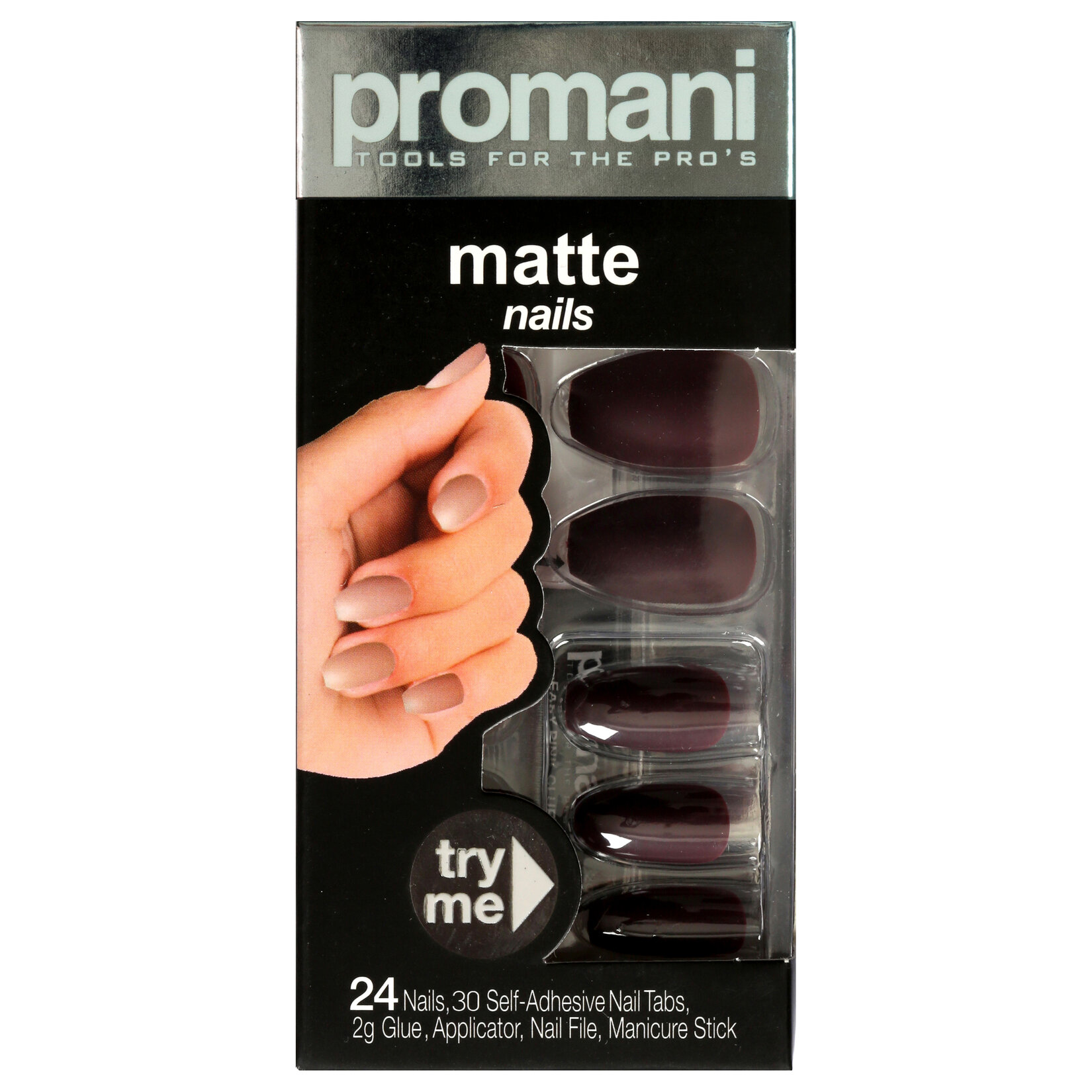 Promani Matte Takma Tırnak Kiti Koyu Bordo