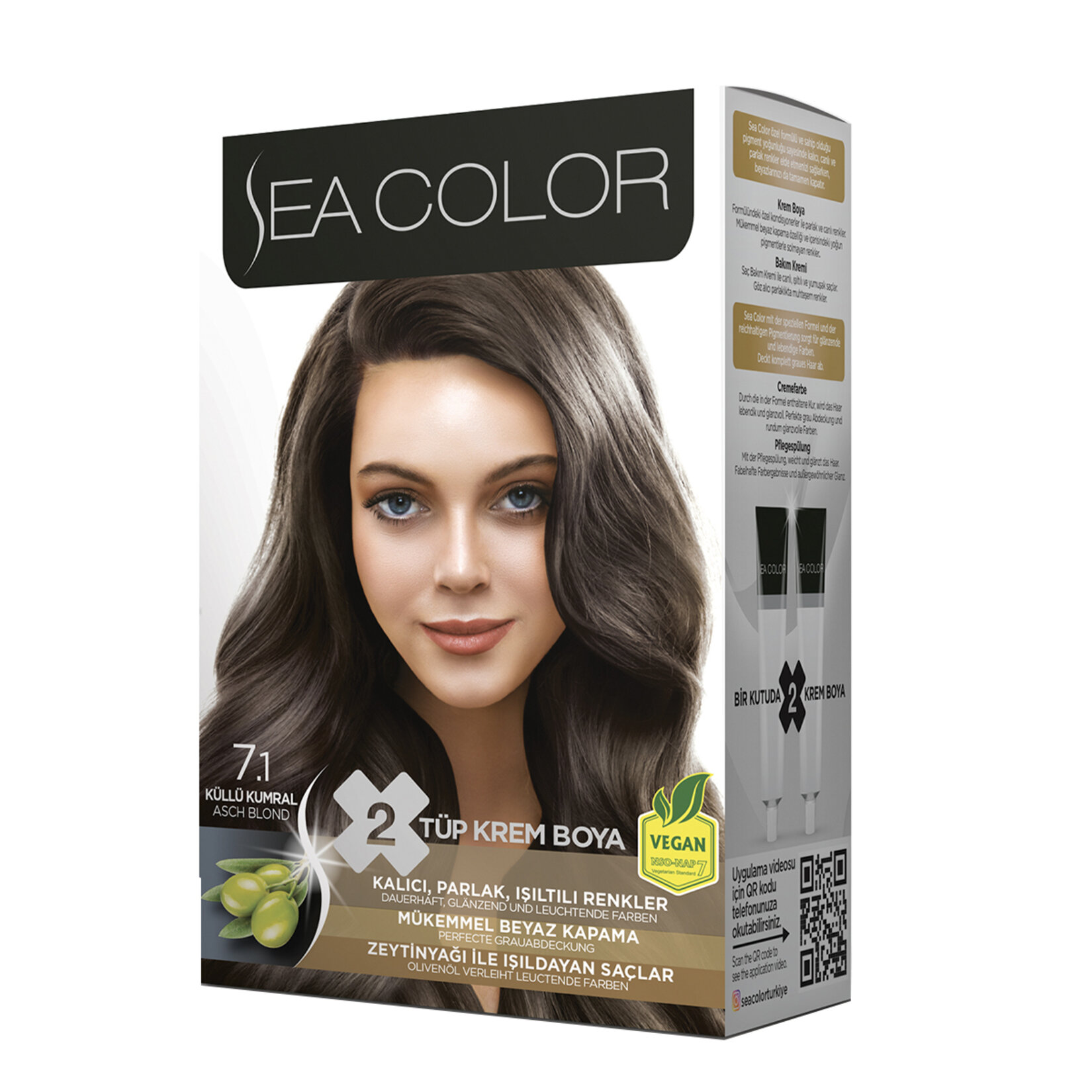 Sea Color Saç Boyası Seti 7.1 Küllü Kumral