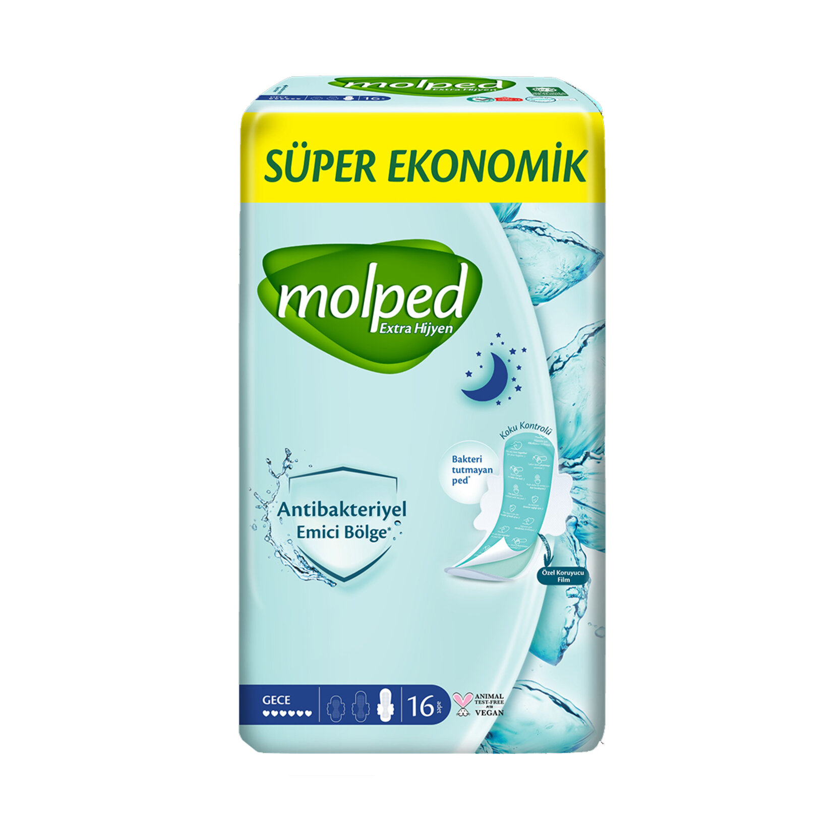 Molped Extra Hijyen Gece Hijyenik Ped 16Lı