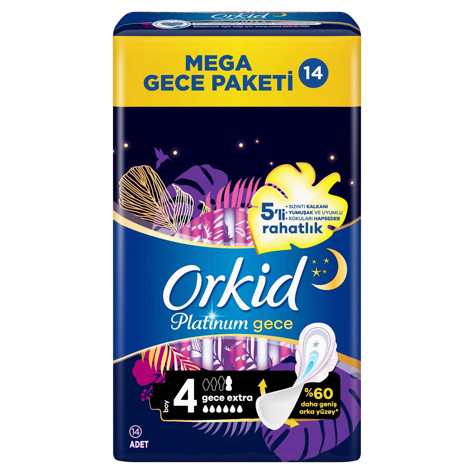 Orkid Platinum Süper Ekonomik Gece Extra - 4 Beden 14 Ped