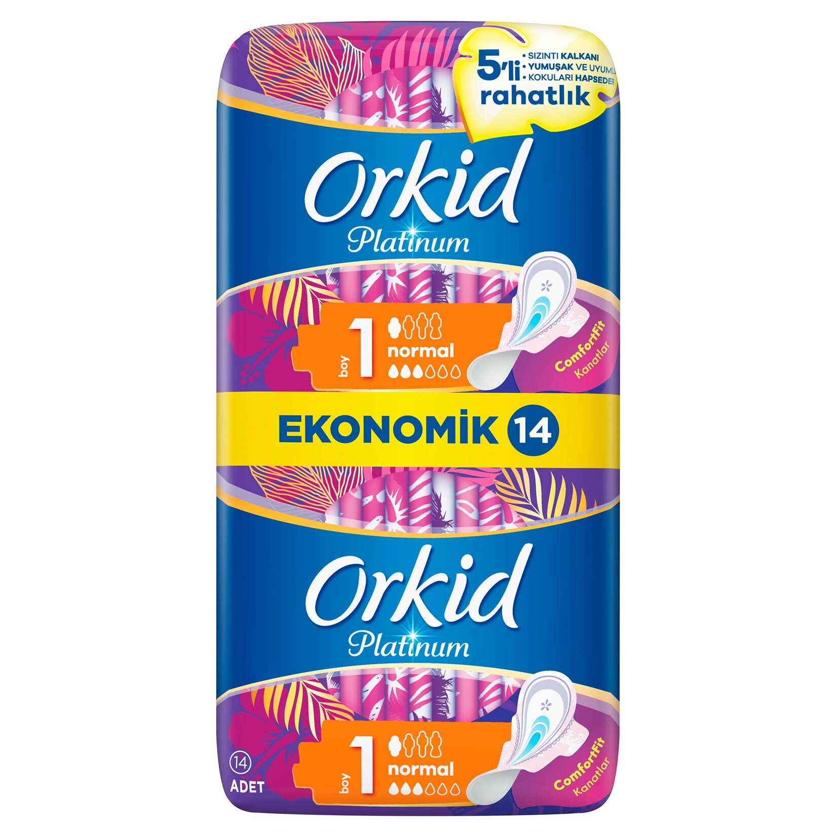 Orkid Platinum Hijyenik Ped Normal Ekonomik Paket 14 Ped