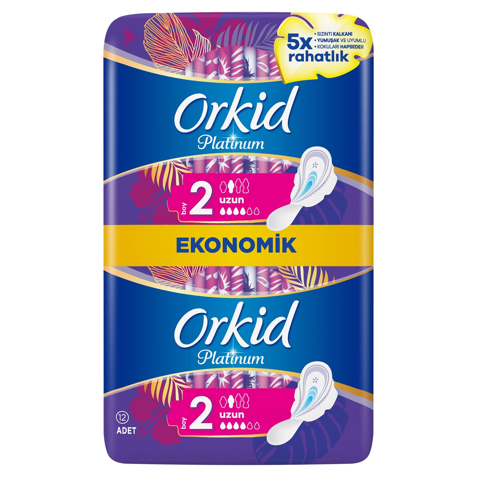 Orkid Platinum Hijyenik Ped Uzun Ekonomik Paket 12 Ped