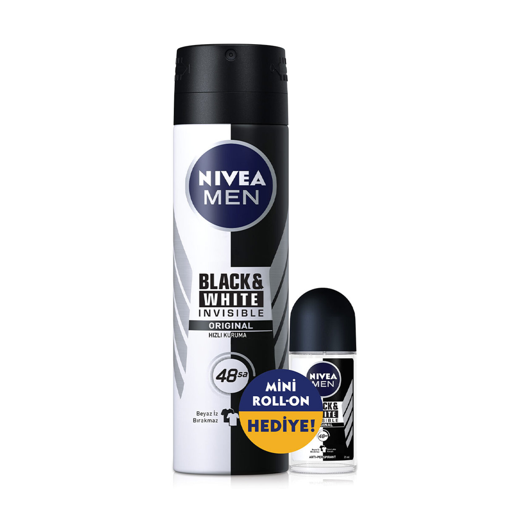 Nivea Men B&w Invisible Deo 150Ml+Roll-on 25Ml Hed