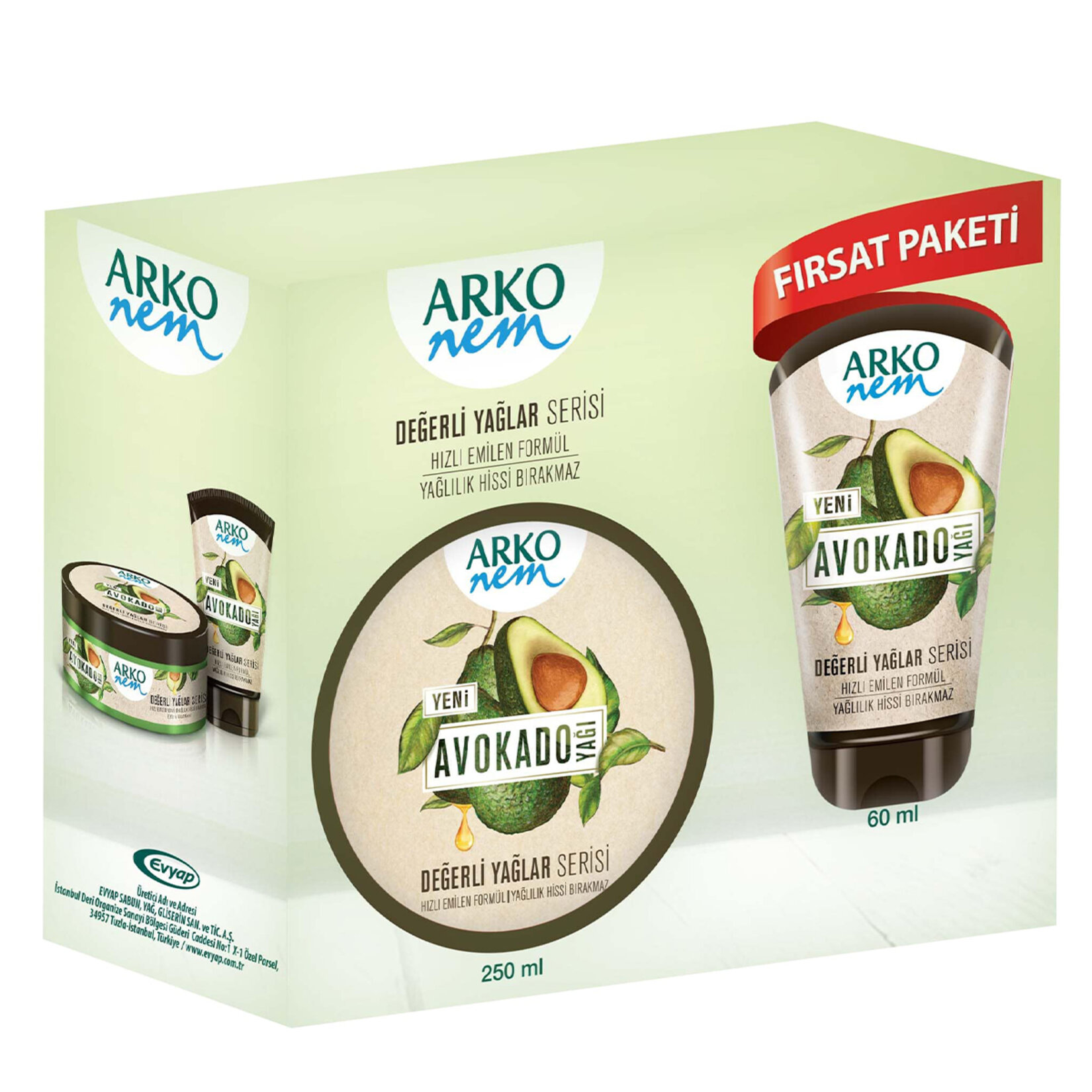 Arko Nem Değerli Yağlar Avokado Krem 250Ml+60 Ml