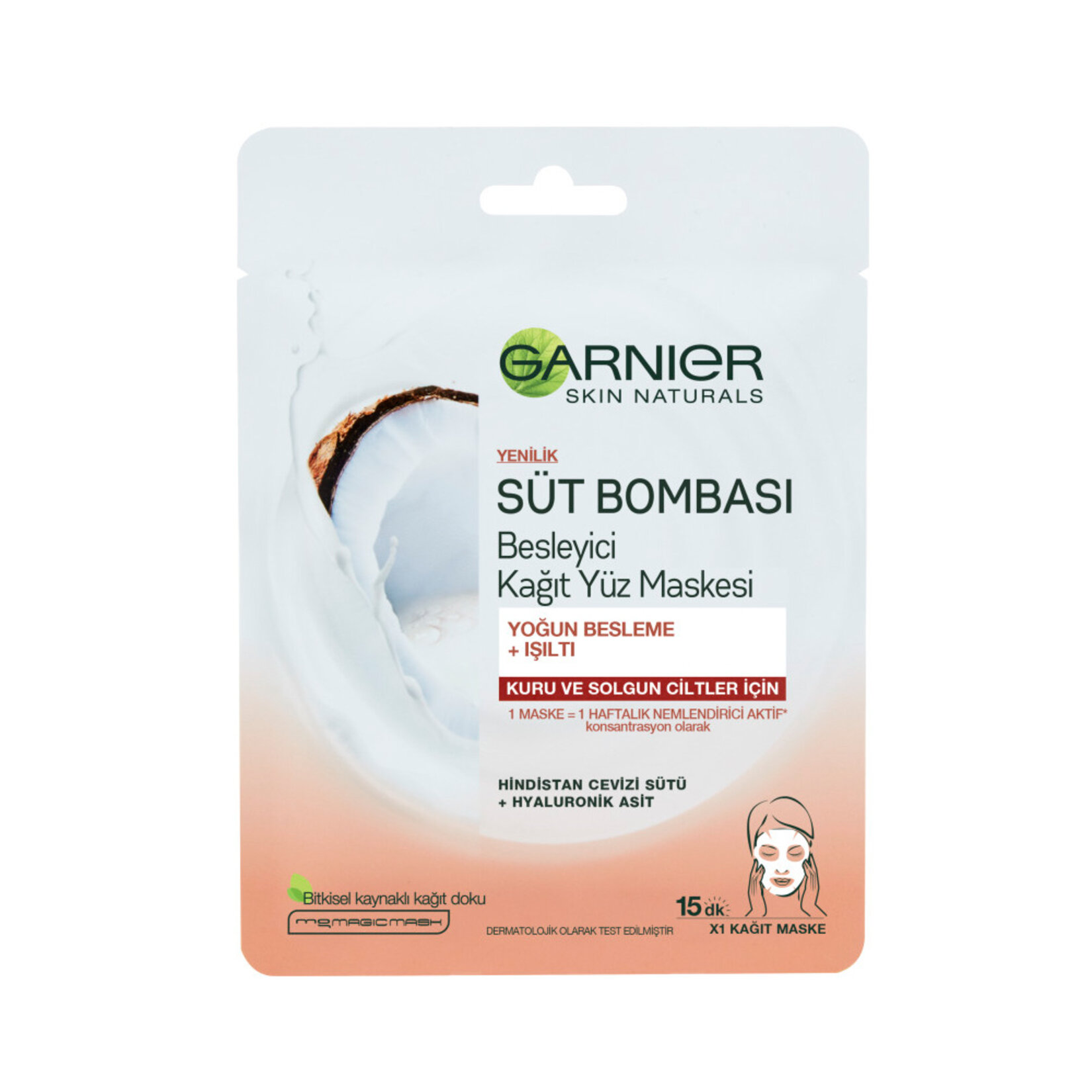 Garnier Süt Bombası Işıltı Kağıt Yüz Maskesi 28 G