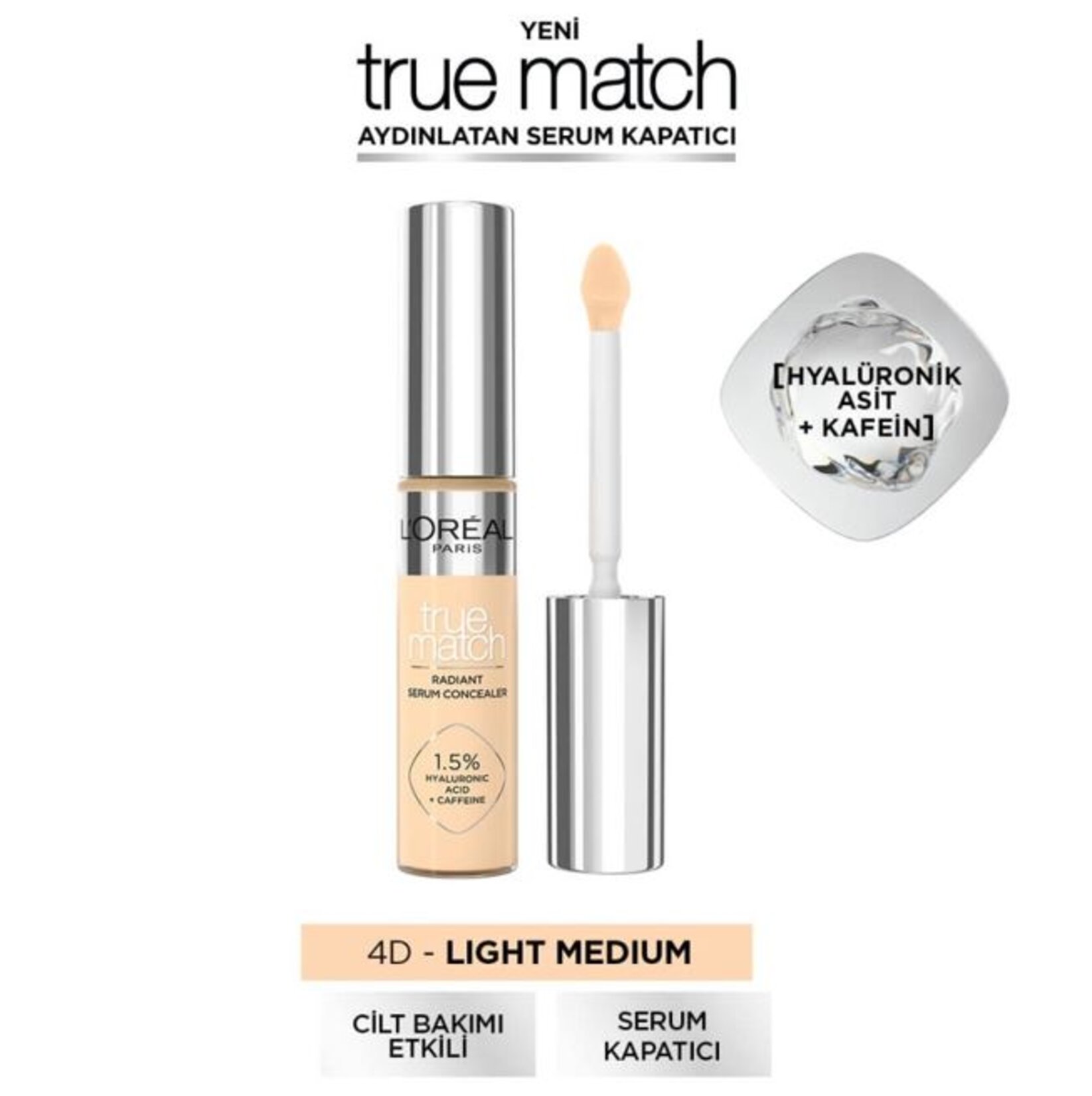 L'Oréal Paris True Match Aydınlatan Serum Kapatıcı - 4D Light Medium 11 ml