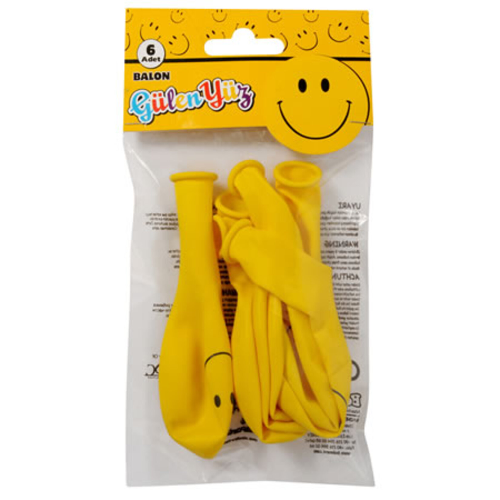 Gülen Surat Poşet İçi 6'Lı Balon Gülen Surat Poşet