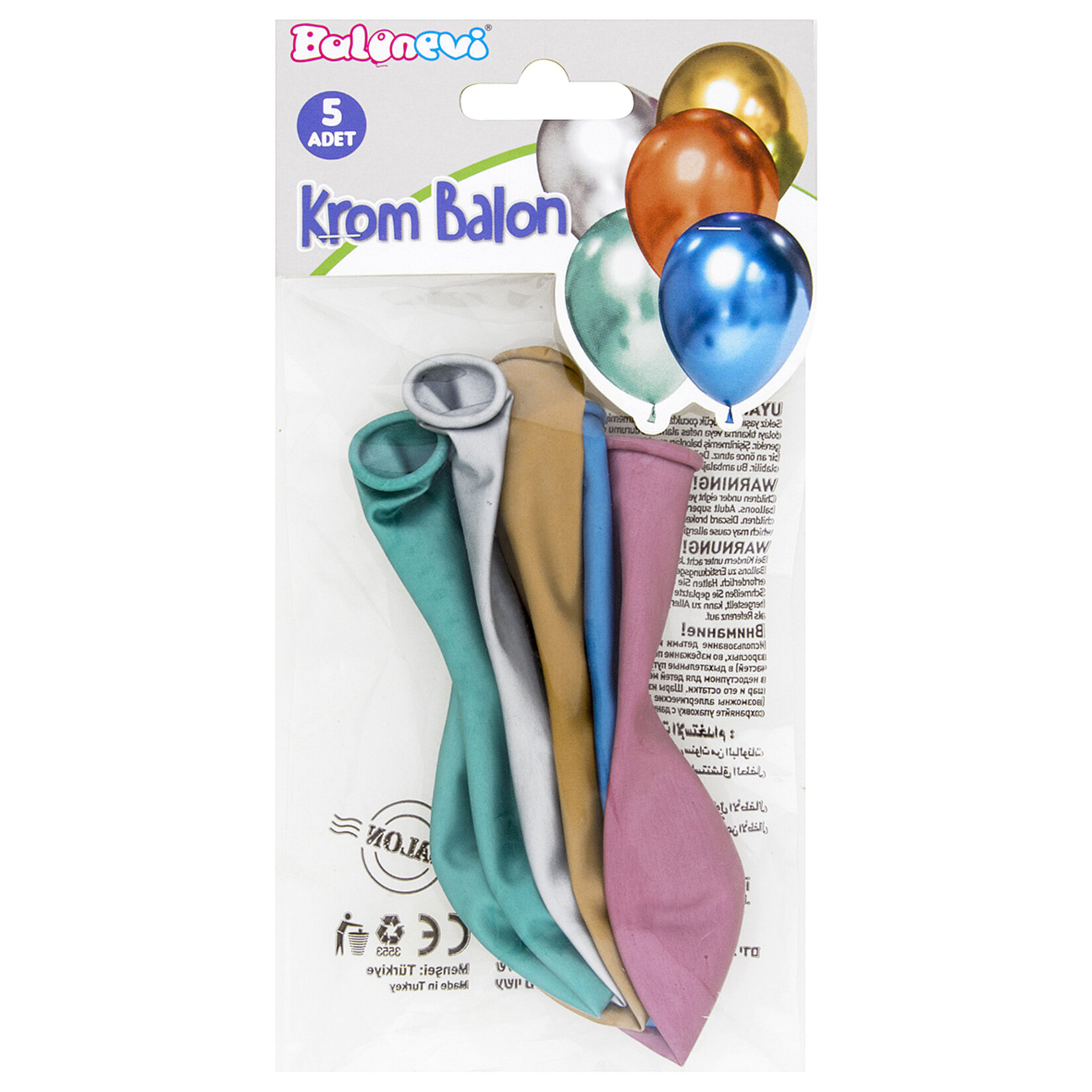 Balonevi 5'li Krom Balon