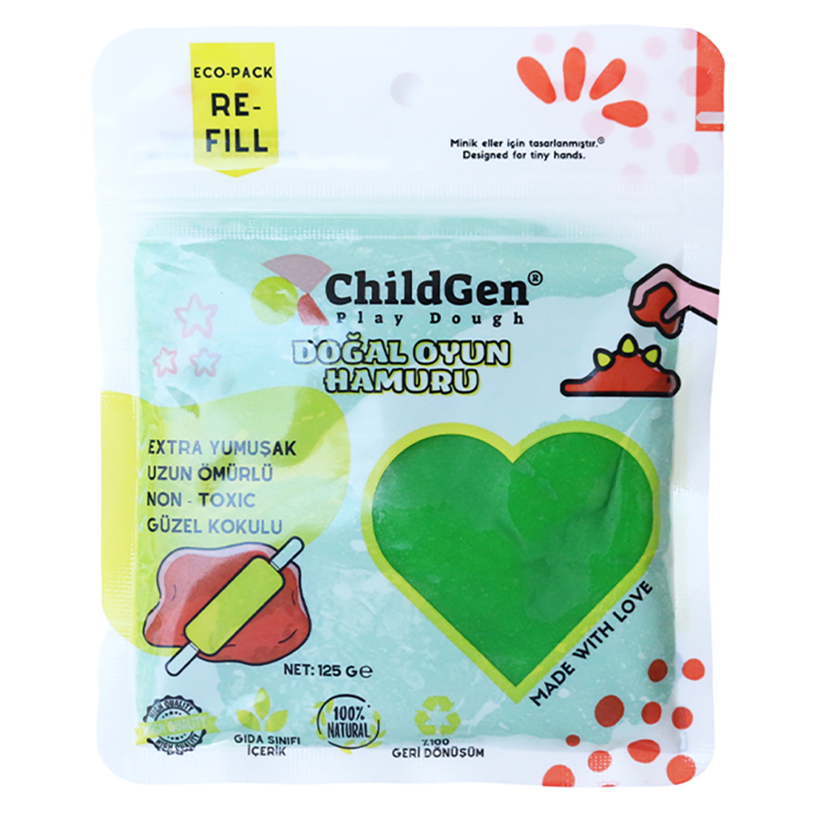 Childgen Doğal Oyun Hamuru Ecopack Yeşil 125 G