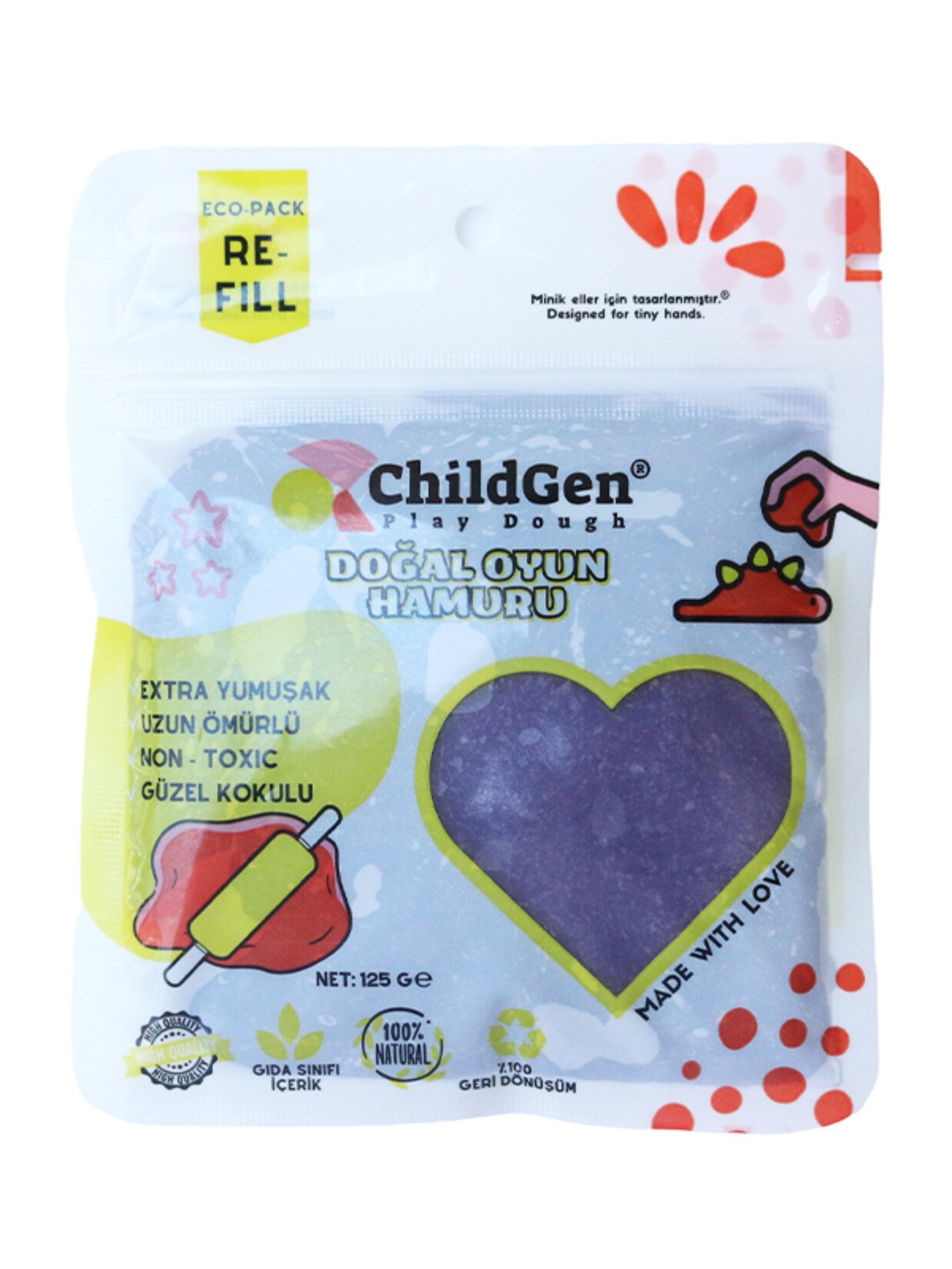 Childgen Doğal Oyun Hamuru Ecopack-mor-125g
