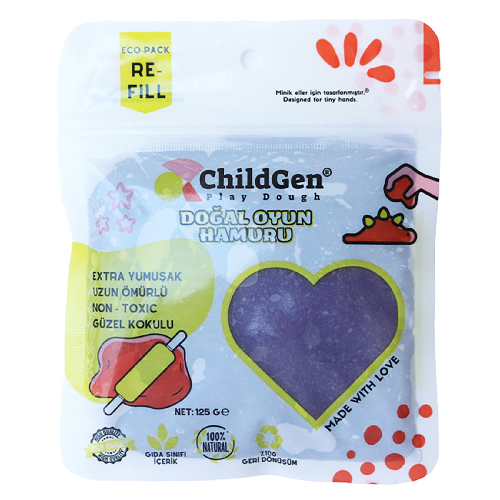 Childgen Doğal Oyun Hamuru Ecopack Mor 125 G