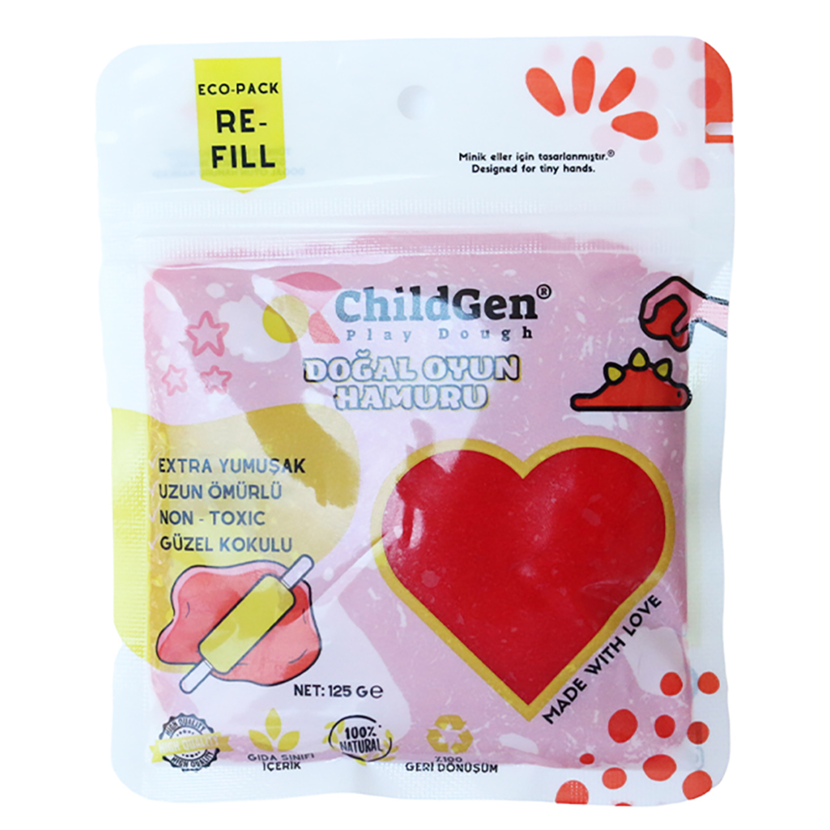 Childgen Doğal Oyun Hamuru Ecopack Kırmızı 125 G