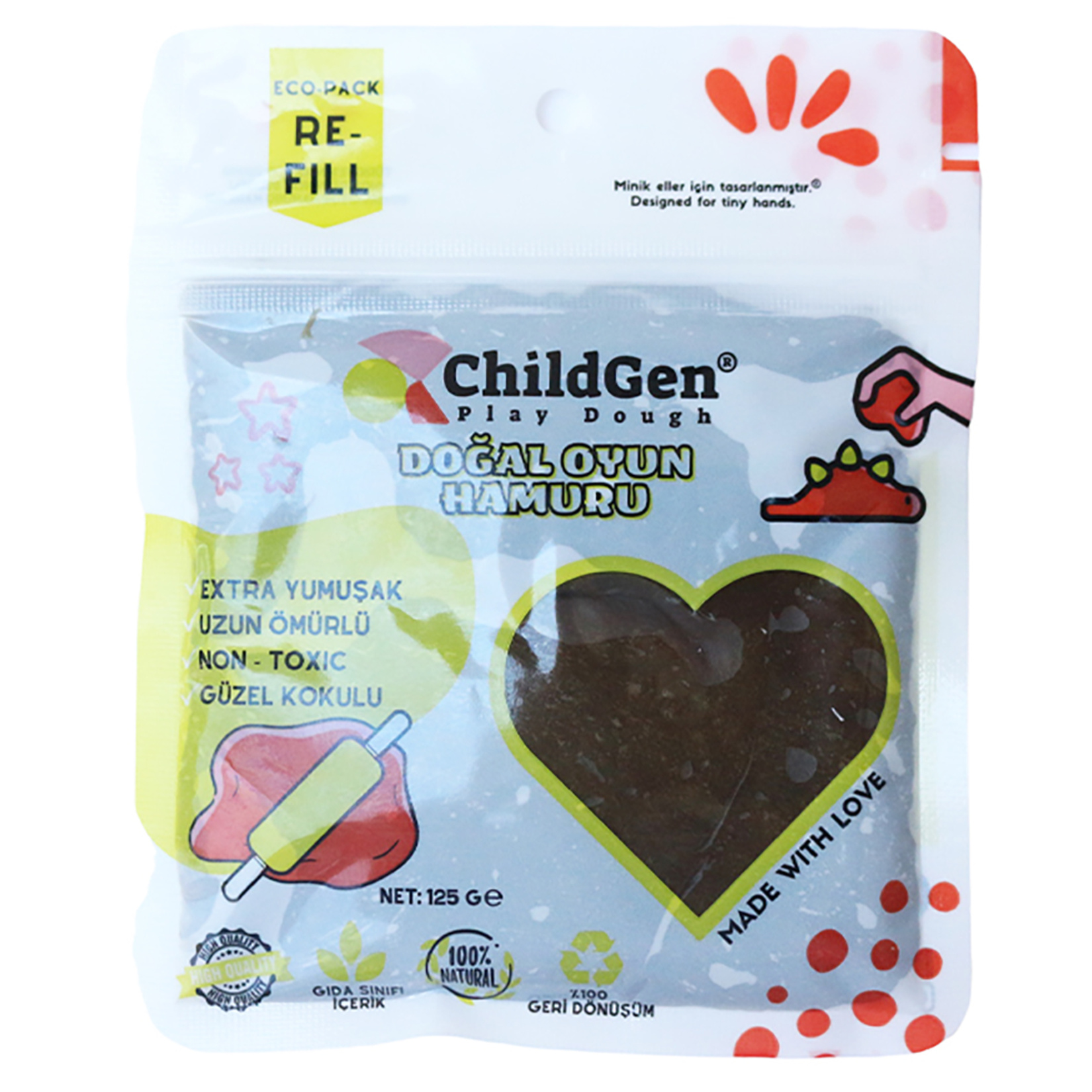 Childgen Doğal Oyun Hamuru Ecopack Kahverengi 125 G