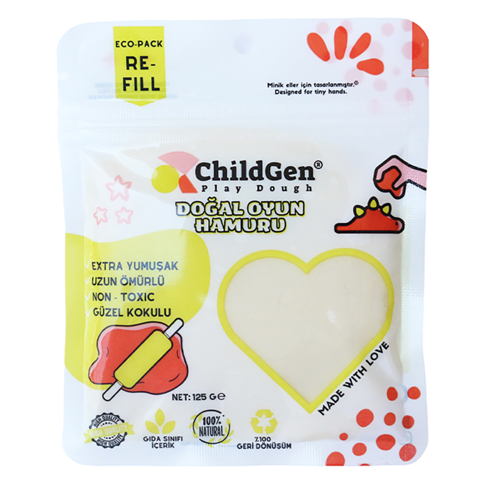 Childgen Doğal Oyun Hamuru Ecopack Beyaz 125 G