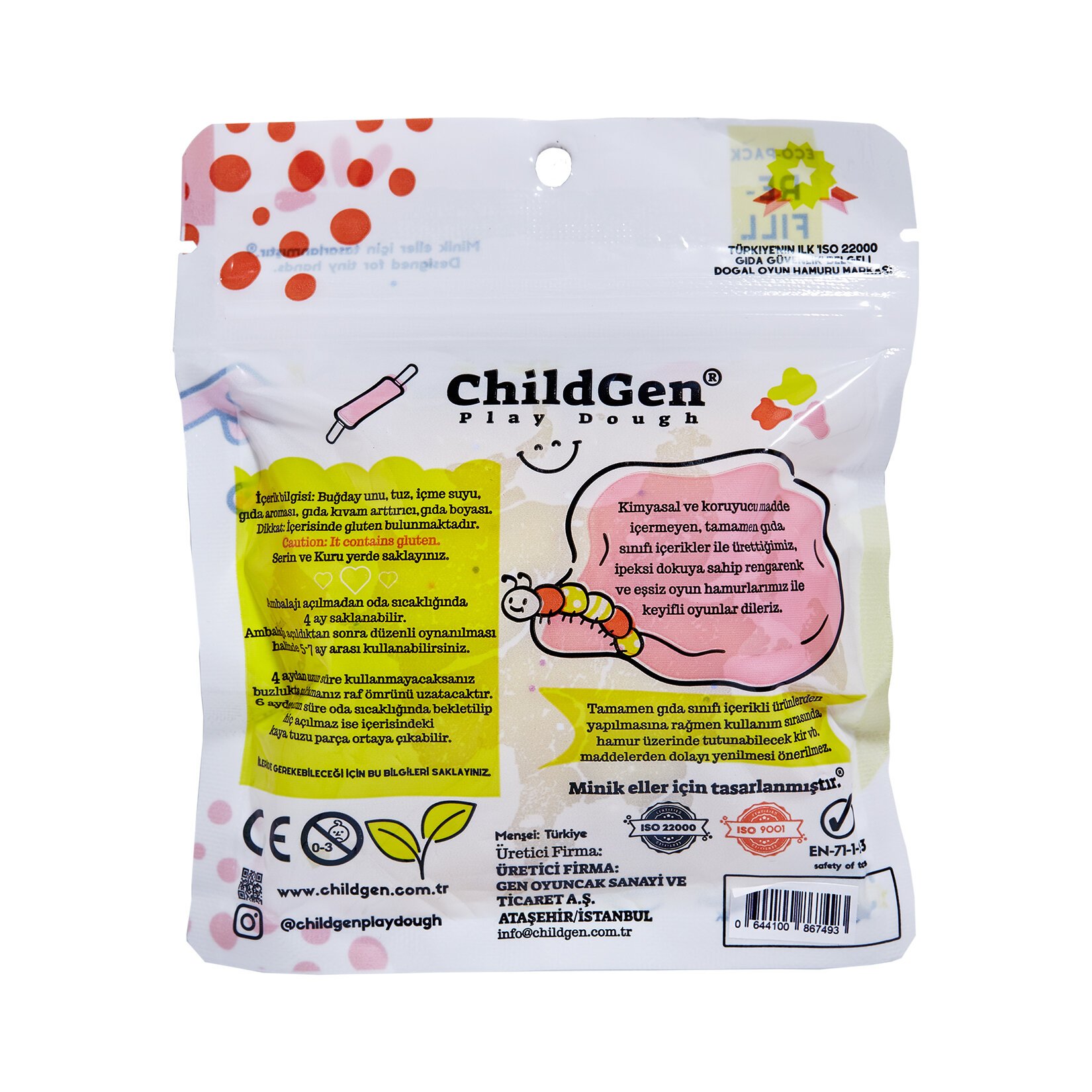 Childgen Doğal Oyun Hamuru Glitter Sarı-125g