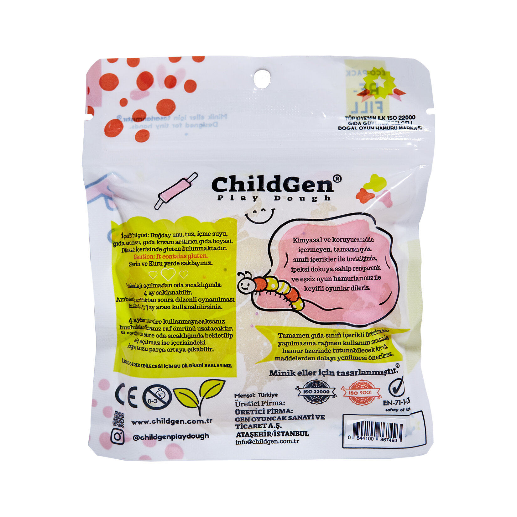 Childgen Doğal Oyun Hamuru Glitter Sarı-125g