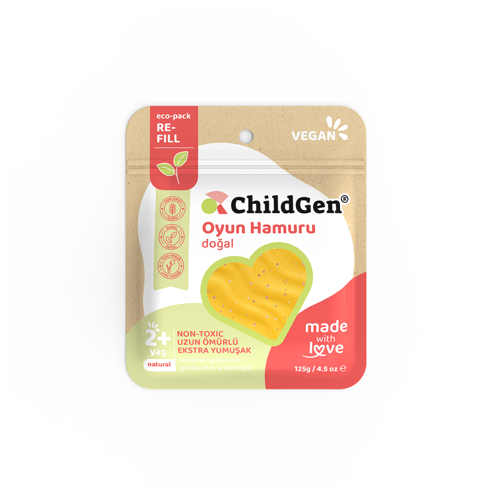 Childgen Doğal Oyun Hamuru Glitter Sarı 125 G
