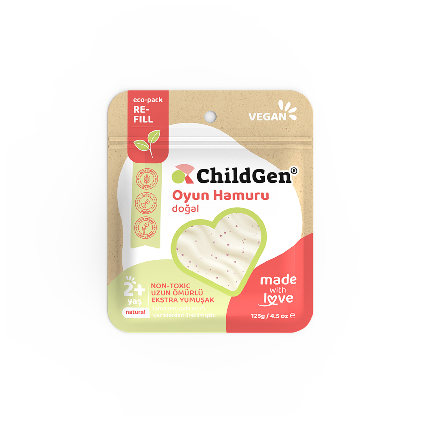Childgen Doğal Oyun Hamuru Glitter Beyaz 125 G