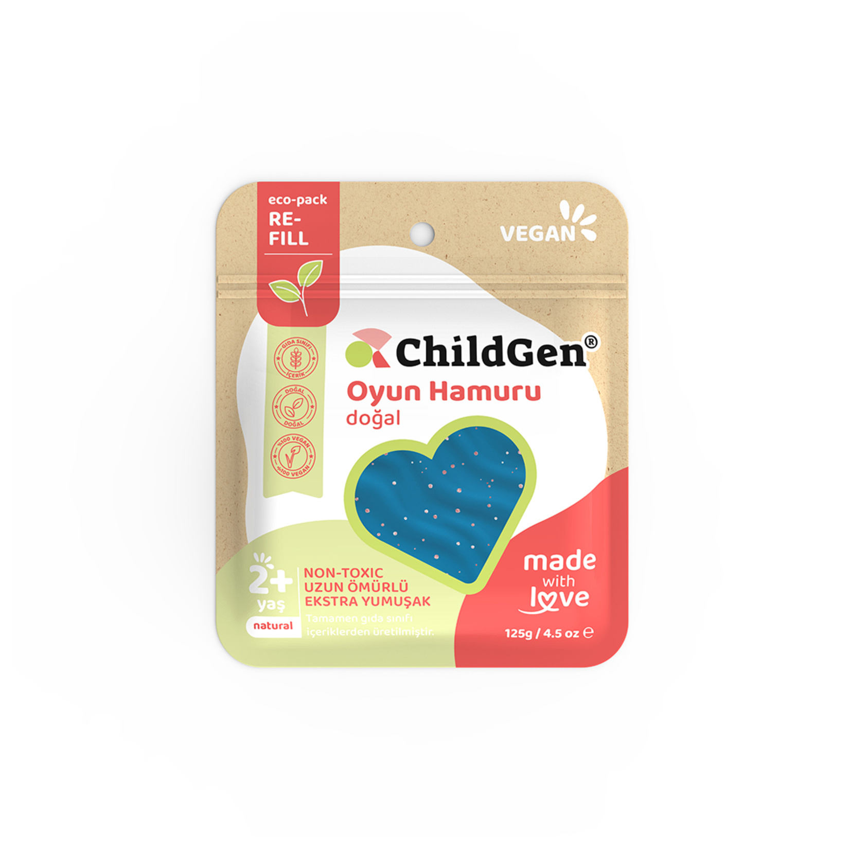 Childgen Doğal Oyun Hamuru Glitter Mavi 125 G
