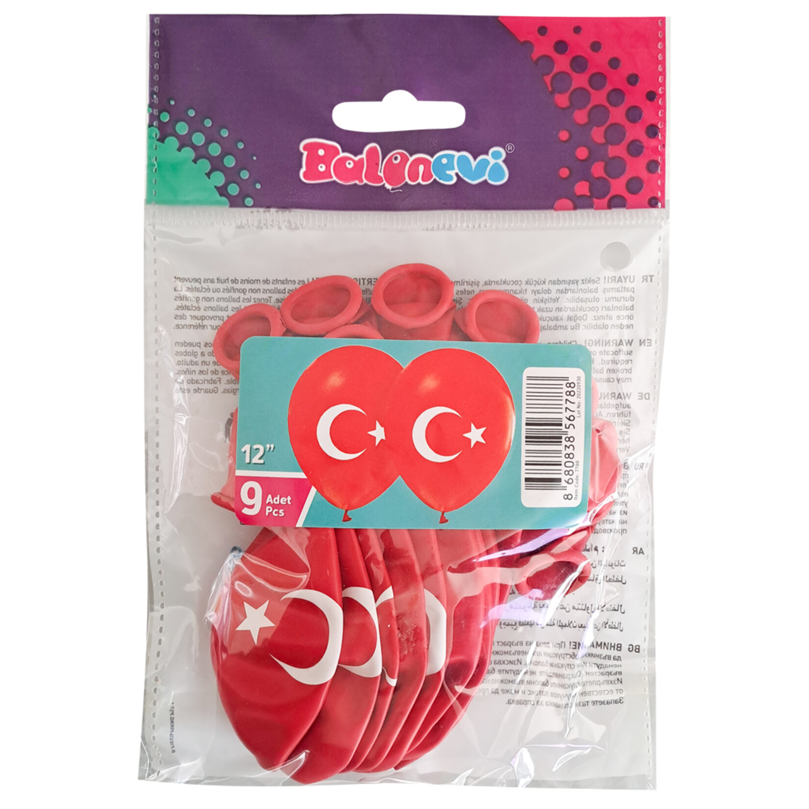 Balon Evi Ayyıldız Baskılı 12" Balon 9'lu