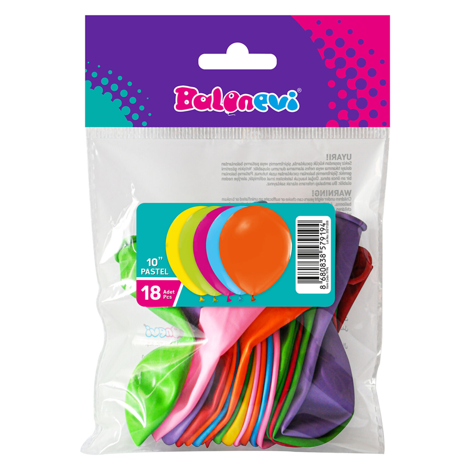 Balon Evi 10" Baskısız Balonlar 18 Li