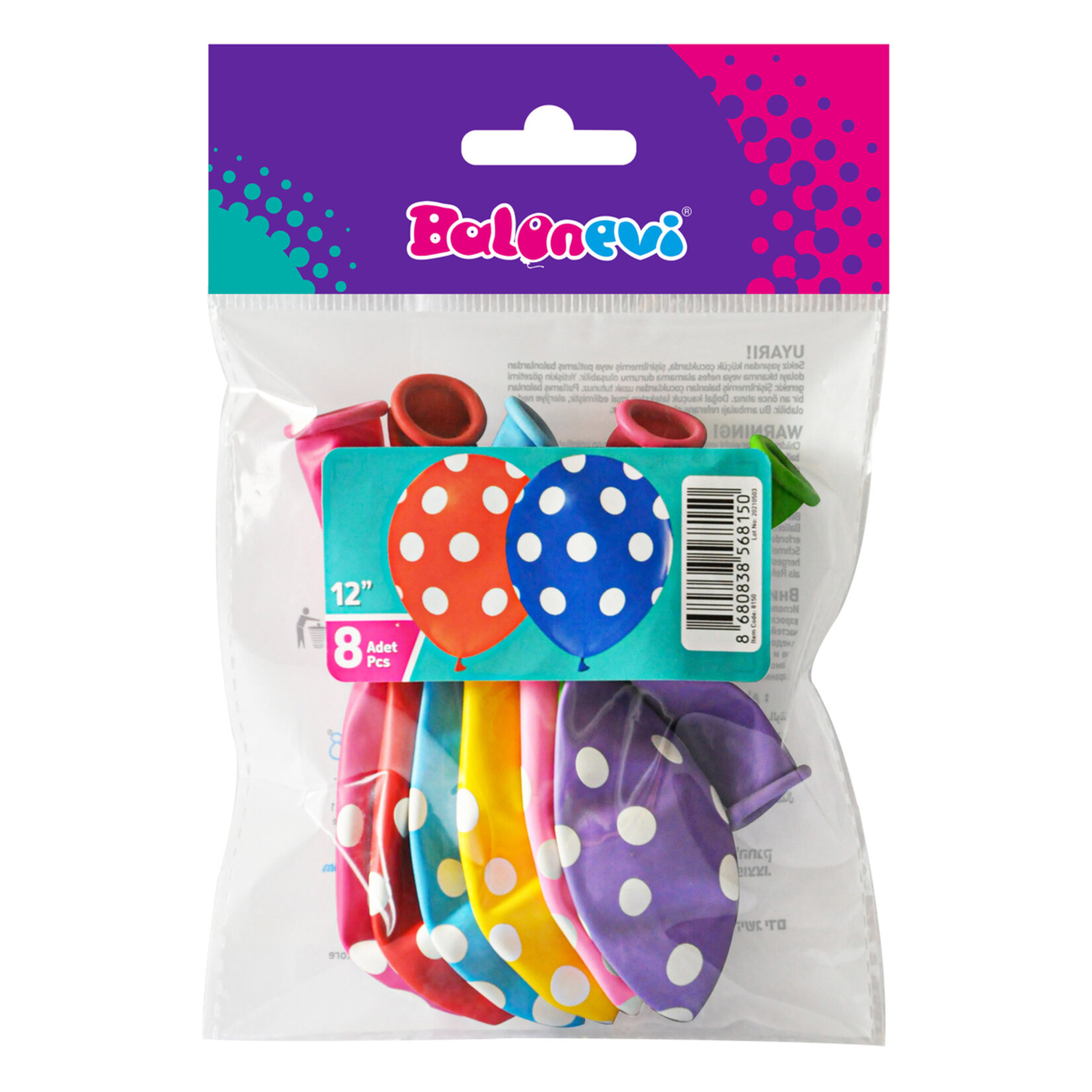 Balonevi Çepeçevre Puantiye Baskılı 12" Balonlar 8