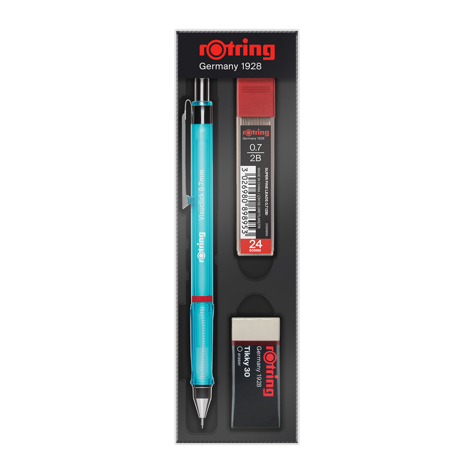 Rotring Visuclick Versatil Kalem 3’lü Okul Seti: Uçlu Kalem 0.7 mm Mavi Renk, 0.7 Uç 2B, Tikky Silgi 