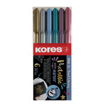 Kores Fırça Uçlu Metalik Marker Davetiye Kalem 6Lı