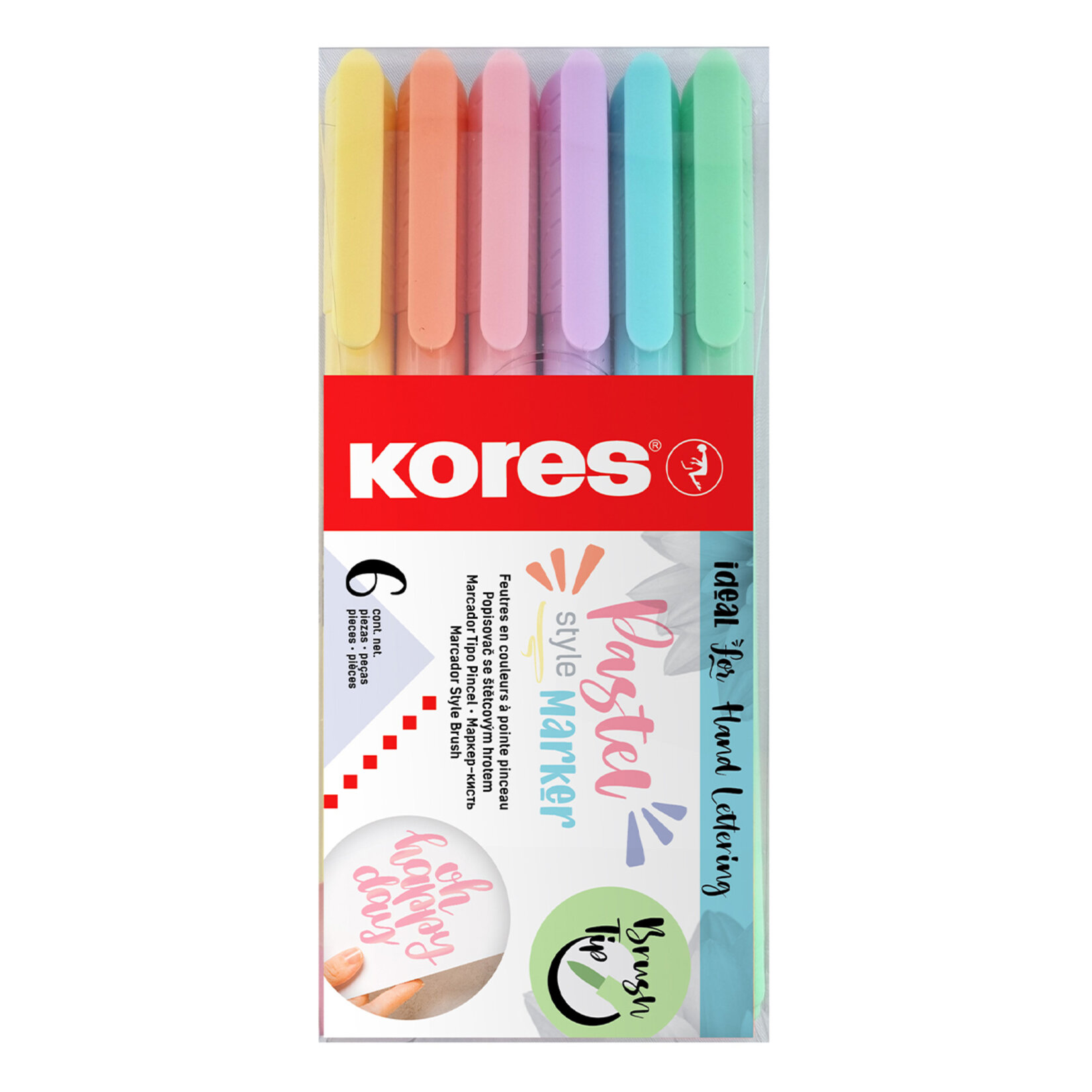 Kores Fırça Uçlu Pastel Marker Kalem 6Lı 