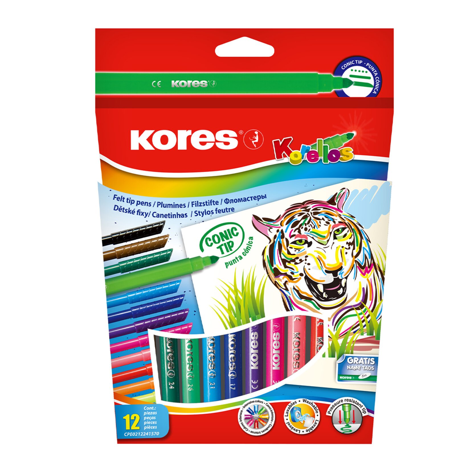 Kores Jumbo Keçeli Boya Kalemi 12Li 