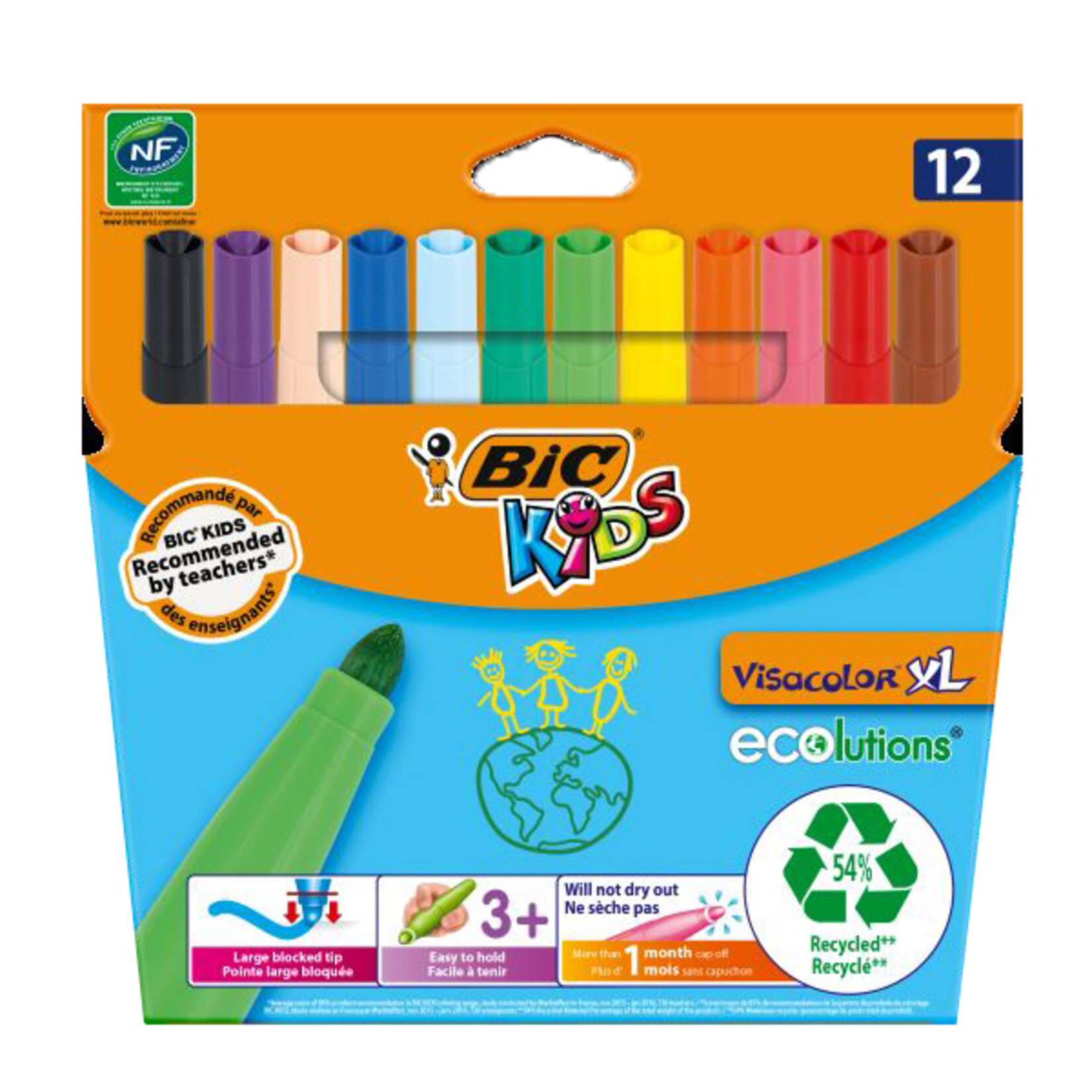 Bic Kids Vısa Jumbo Keçeli Boya Kalemi 12Li