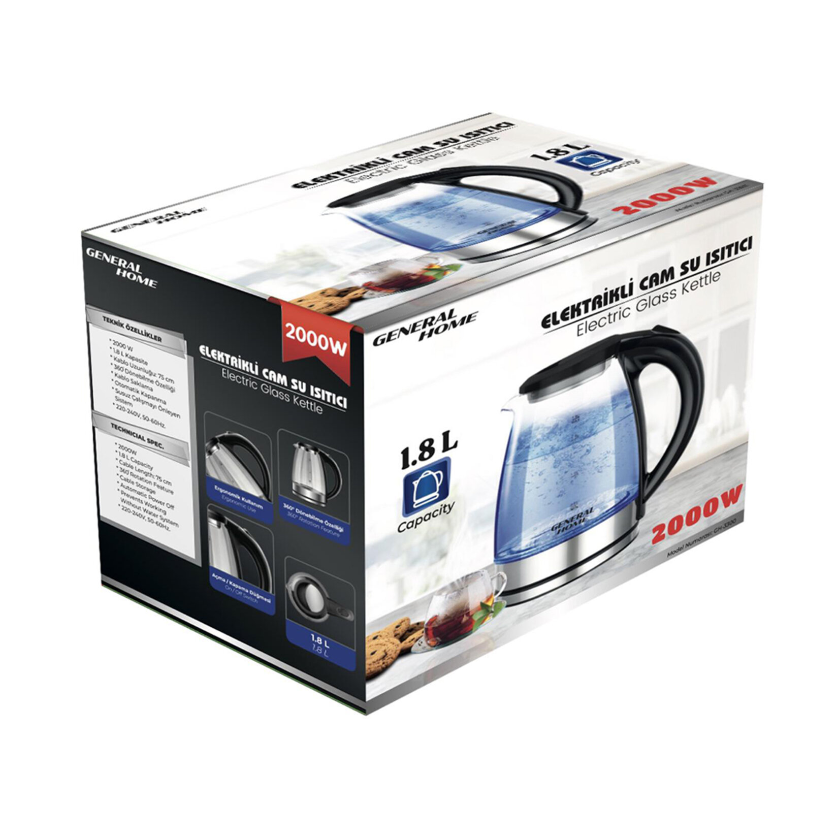 General Home GH-3300 Elektrikli Cam Su Isıtıcı