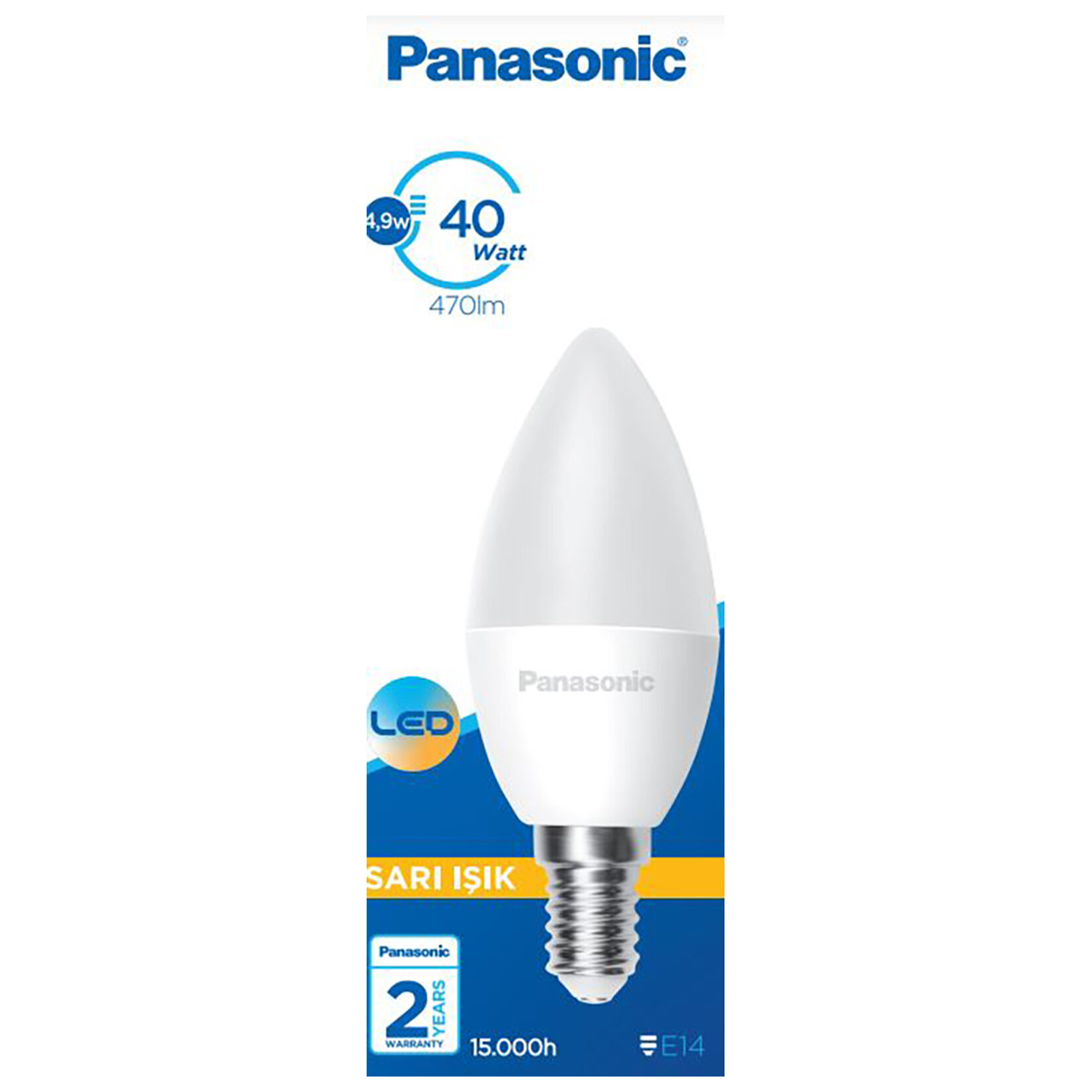 Panasonic E14 Led Lamba 4.9W 470Lm 2700K Sarı Işık