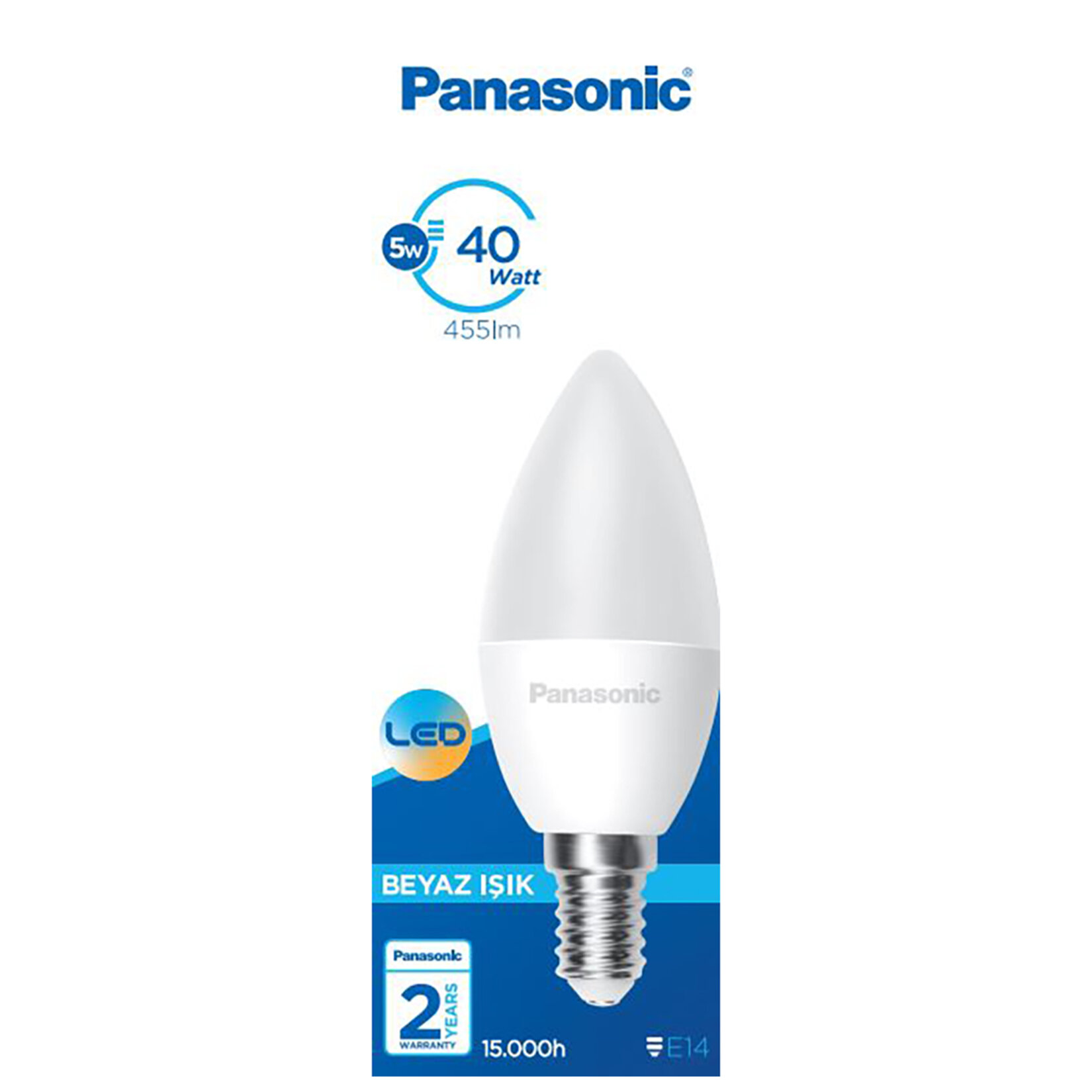 Panasonic E14 Led Lamba 5W 455Lm 6500K Beyaz Işık