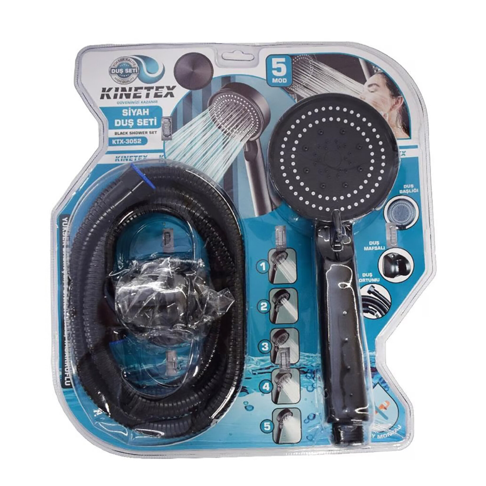 Evvon Lüks Siyah Duş Seti