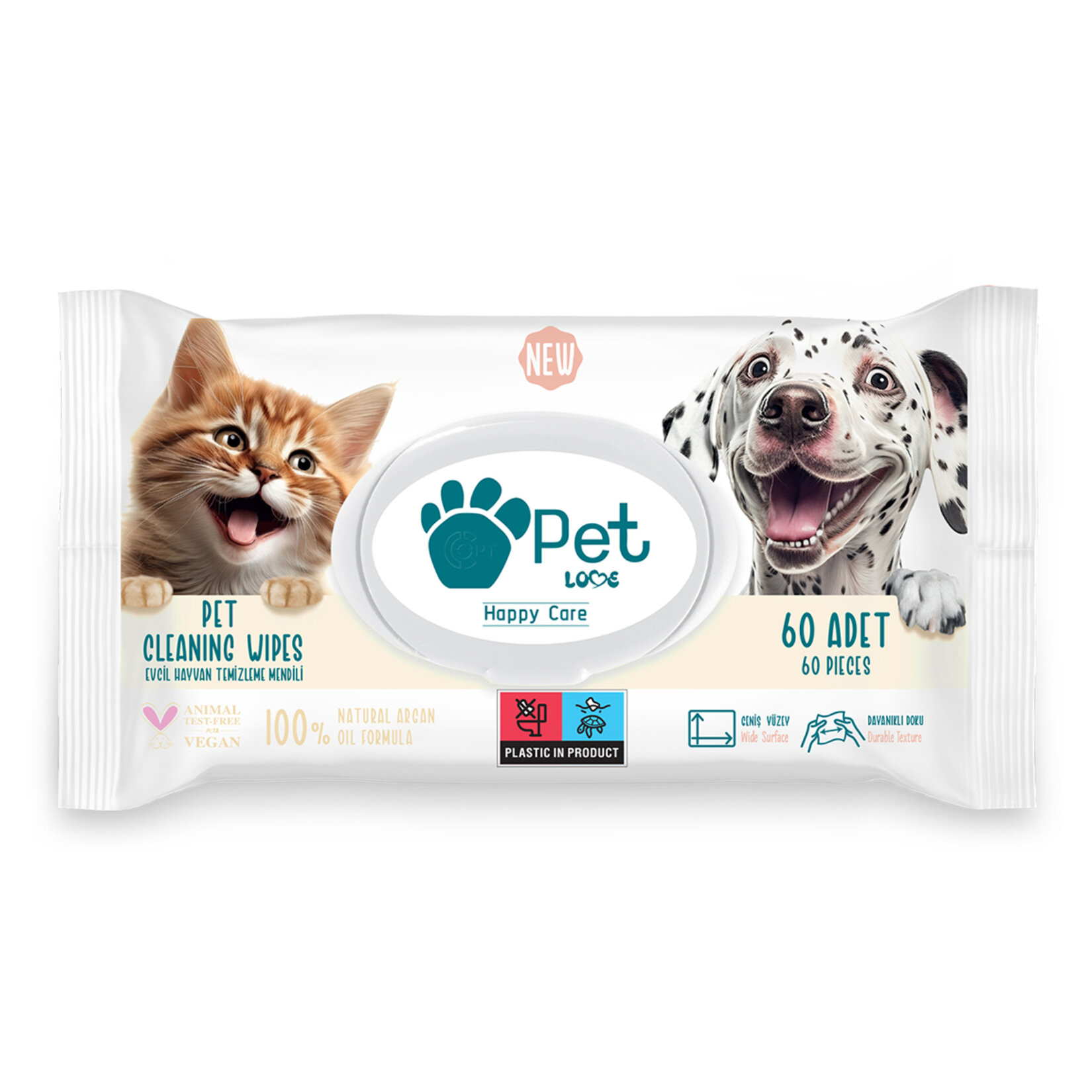 Pet Love Evcil Hayvan Temizleme Mendili 60'lı