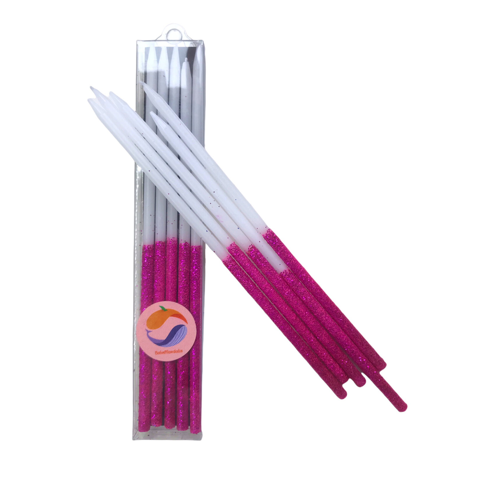 Balinmandalin Pembe Simli Beyaz Parti Mumu 5'li