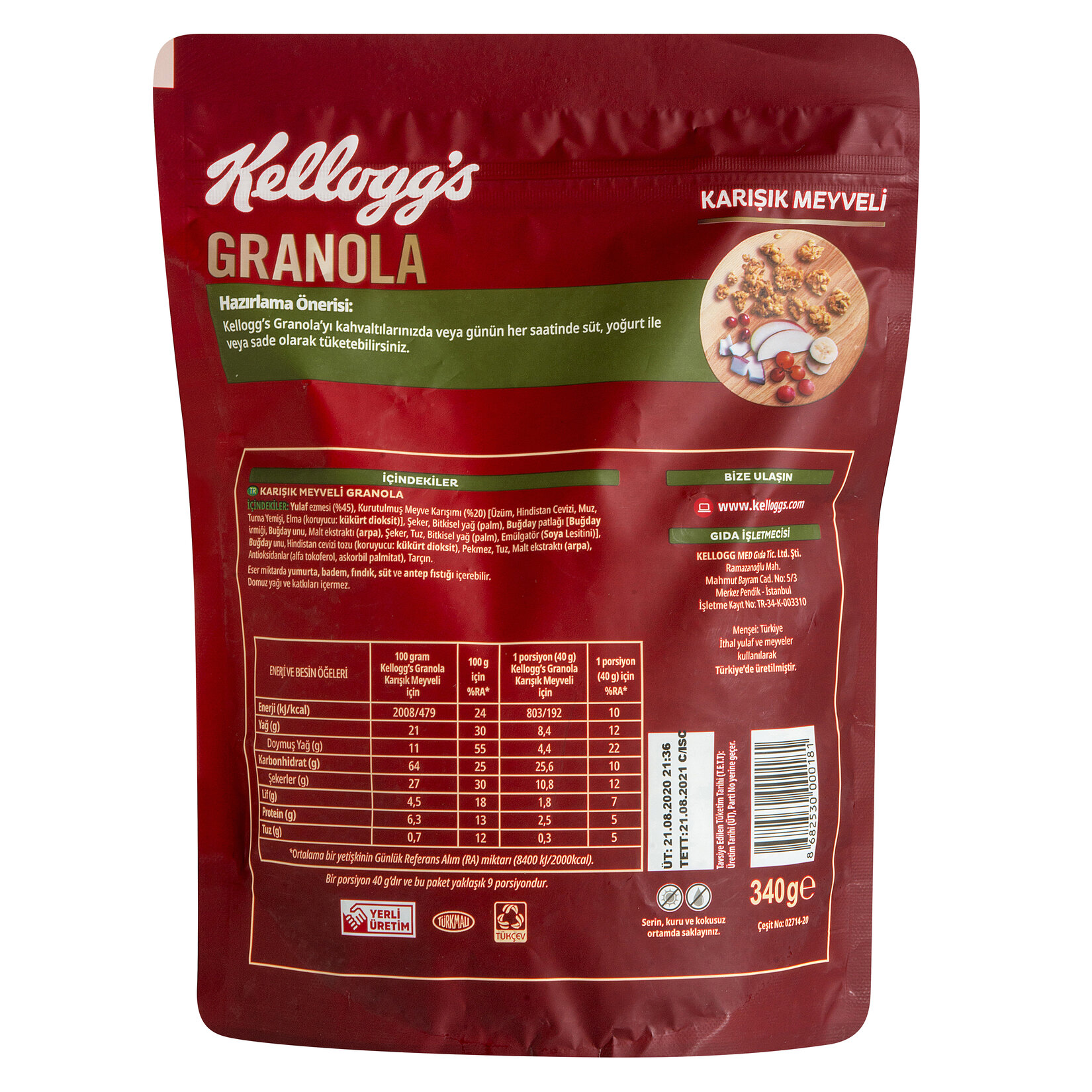 Kellogg's Karışık Meyveli Granola 340 G