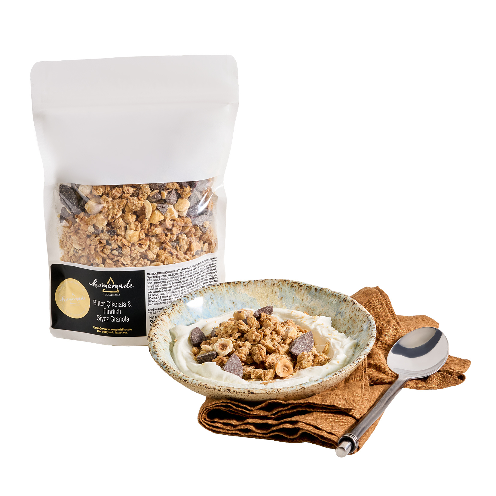 Homemade Bitter Çikolata ve Fındıklı Siyez Granola 300 g